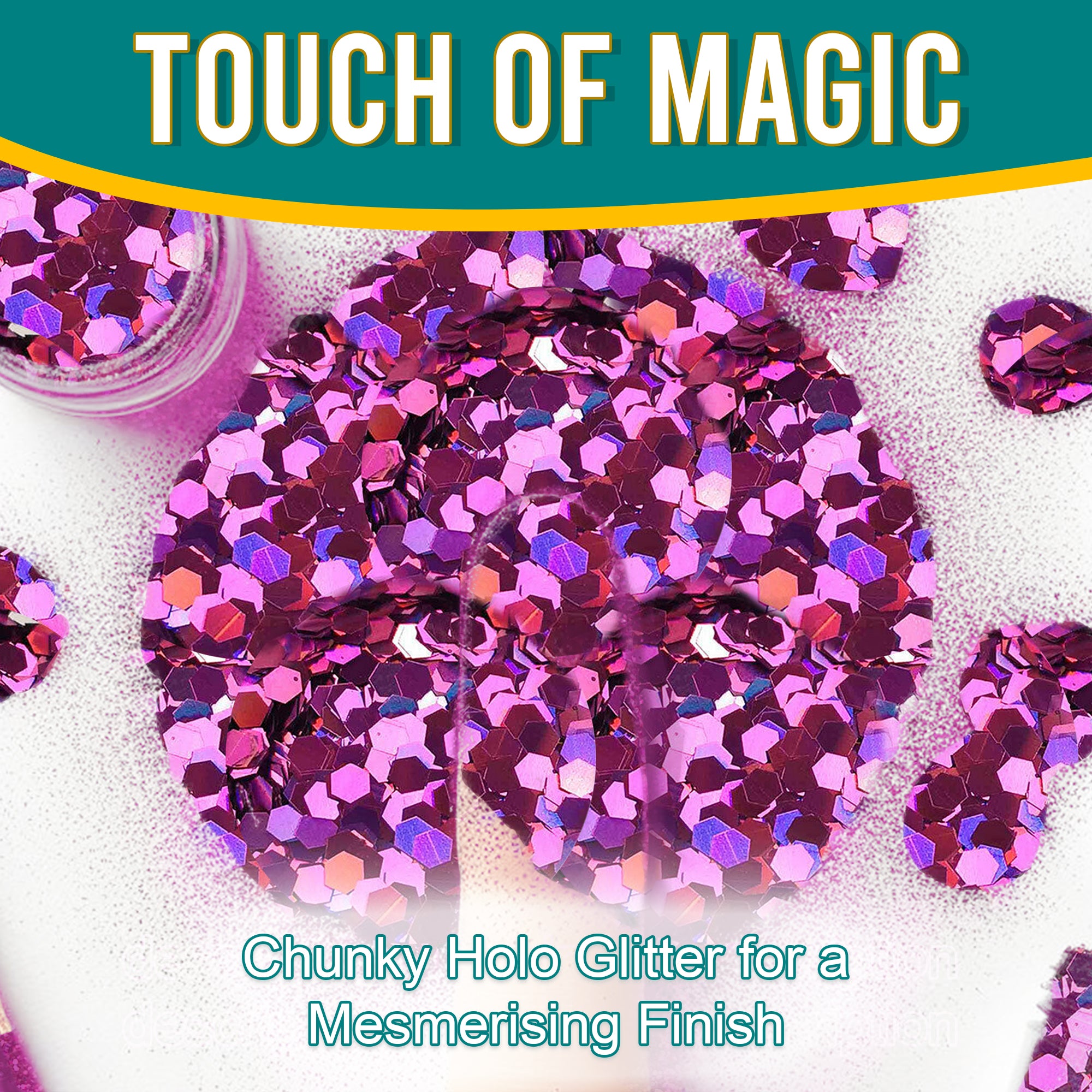 3.	Touch of Magic - Chunky Holographic Glitter in Radiant Orchid for a Mesmerizing Finish