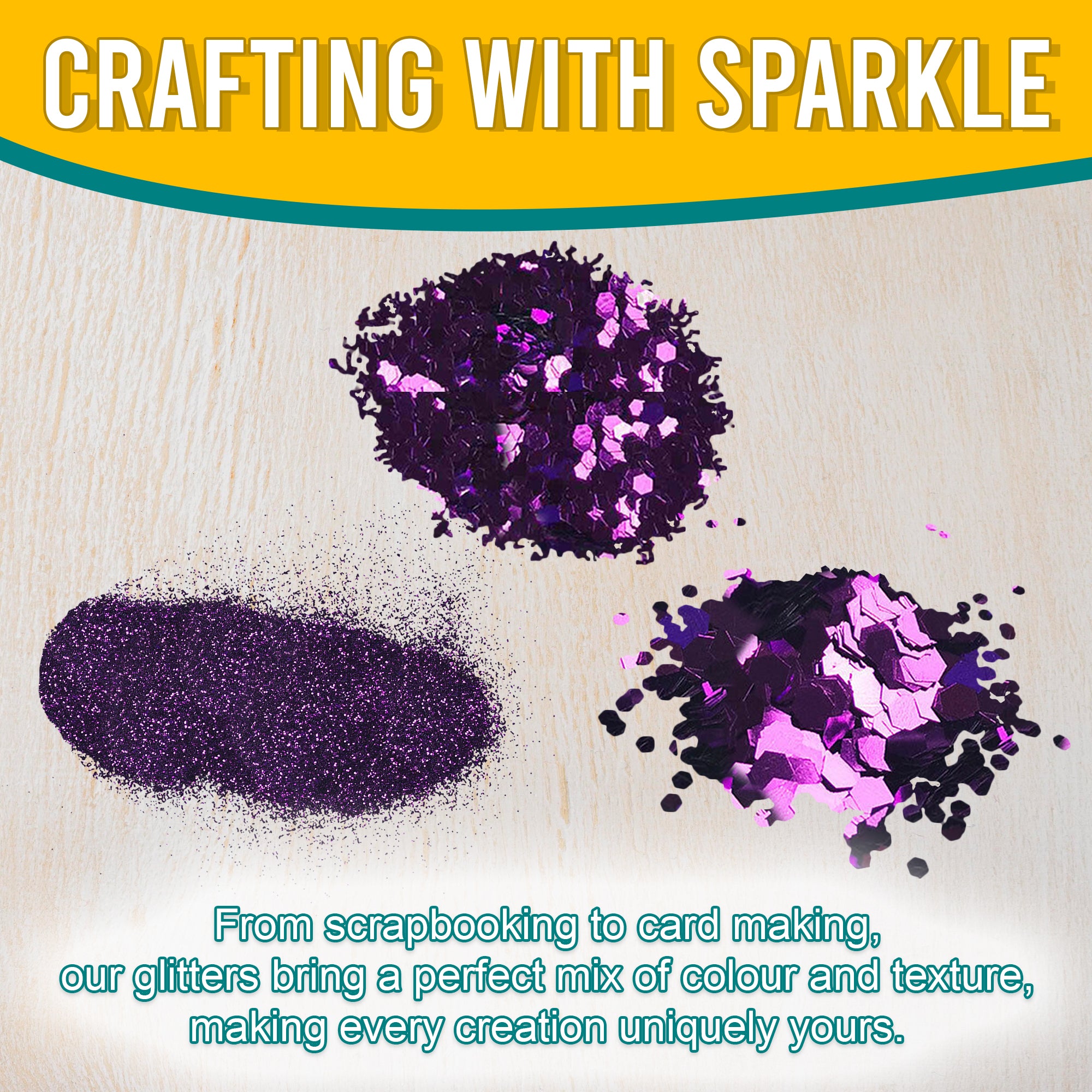 3.	Craft Application of Metallic Royal Purple Glitter Trio - Fine, Regular, and Chunky Textures