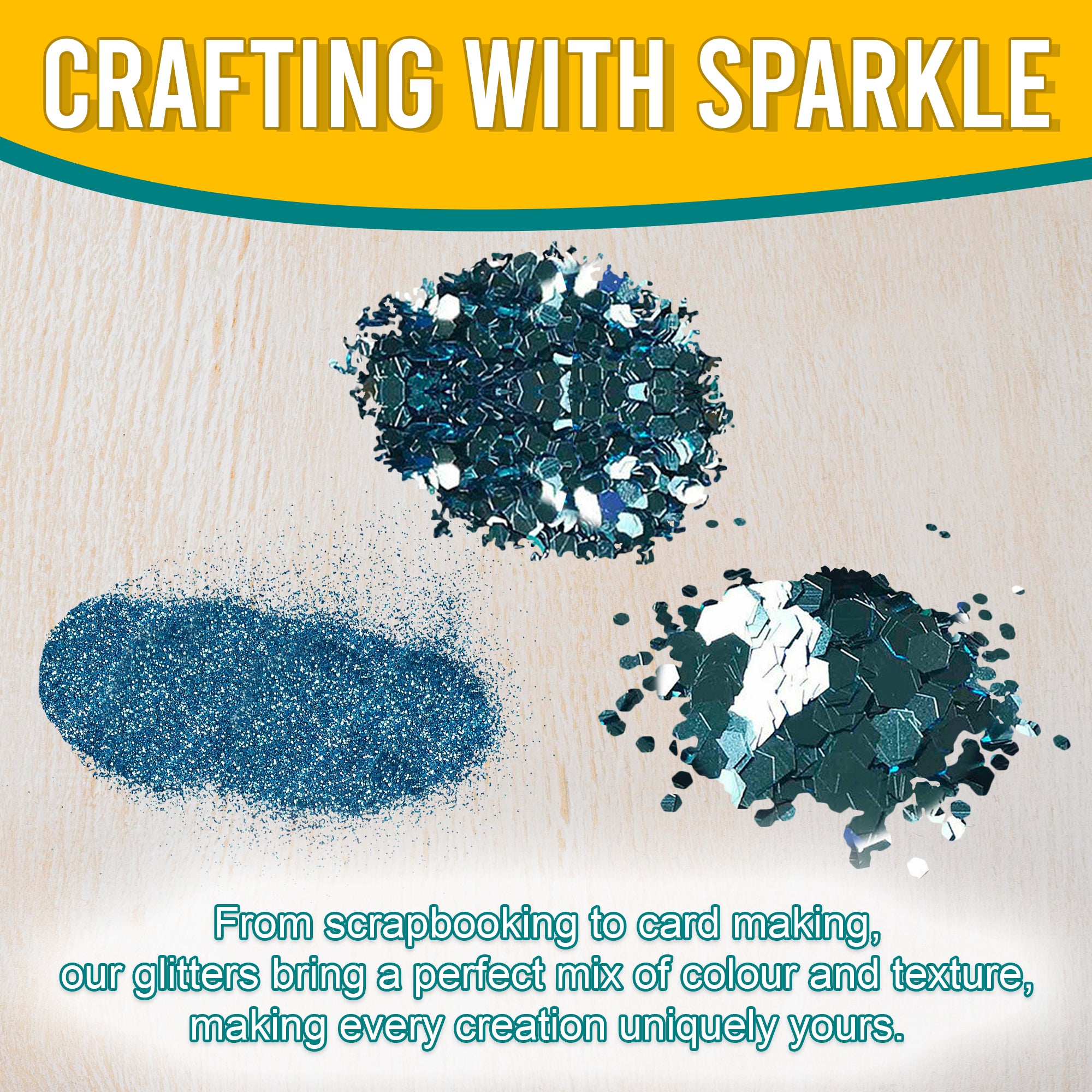 3.	Craft Application of Metallic Sky Blue Glitter Trio - Fine, Regular, and Chunky Textures