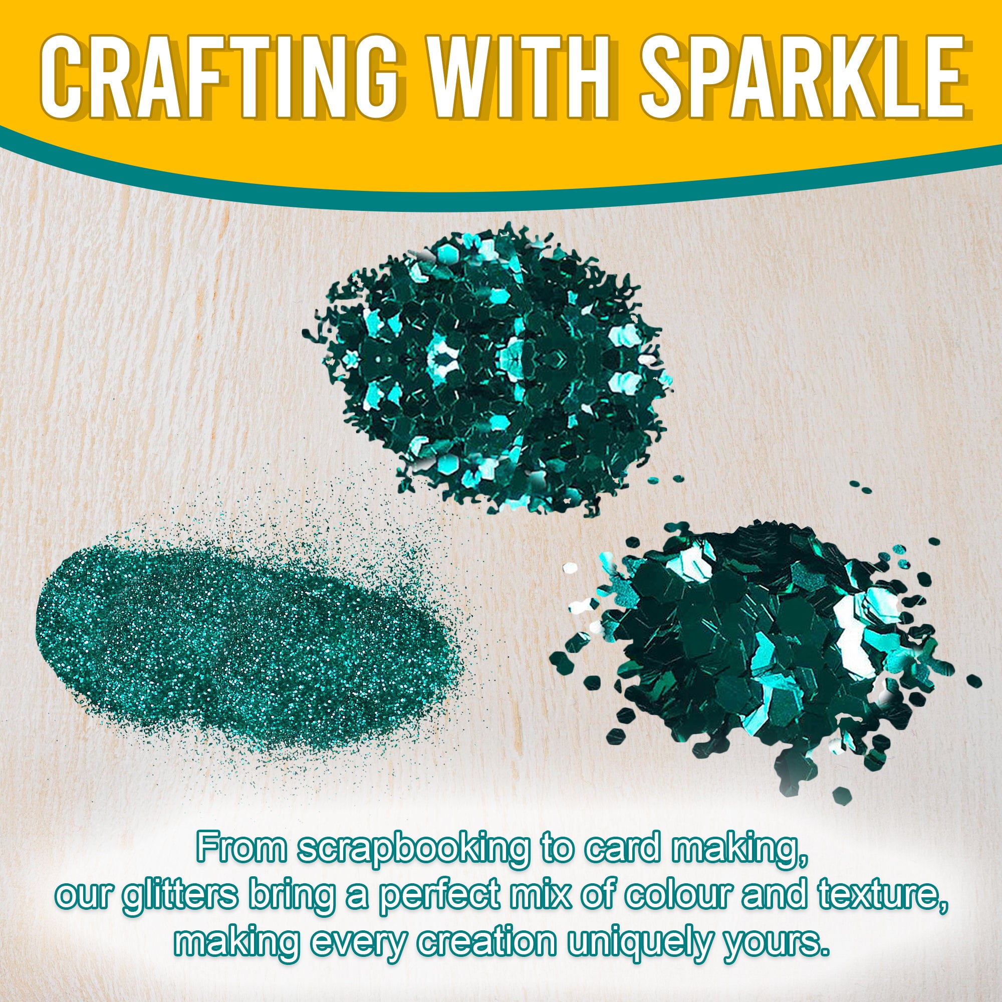 3.	Craft Application of Metallic Teal Glitter Trio - Fine, Regular, and Chunky Textures