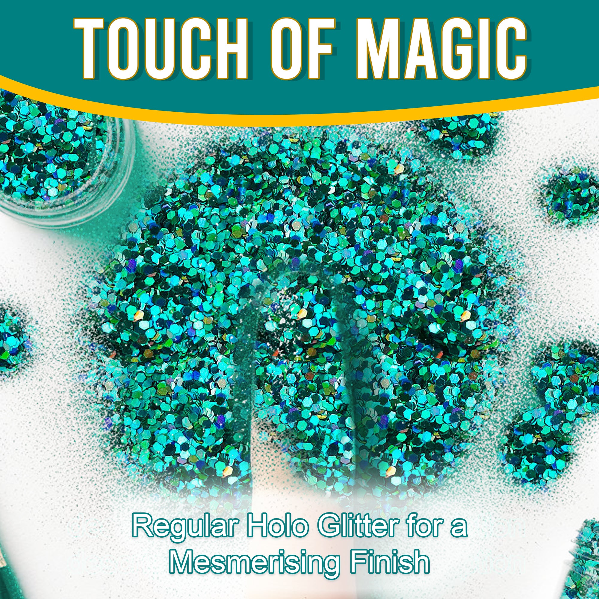 3.	Touch of Magic - Regular Holographic Glitter in Turquoise for a Mesmerizing Finish