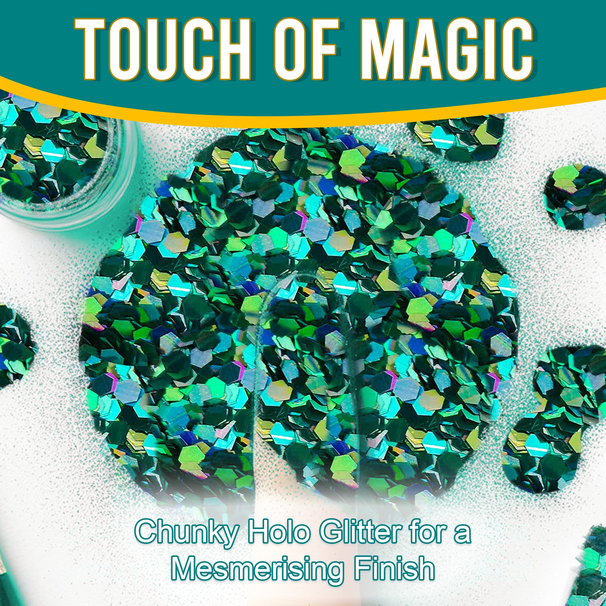 3.	Touch of Magic - Chunky Holographic Glitter in Turquoise for a Mesmerizing Finish