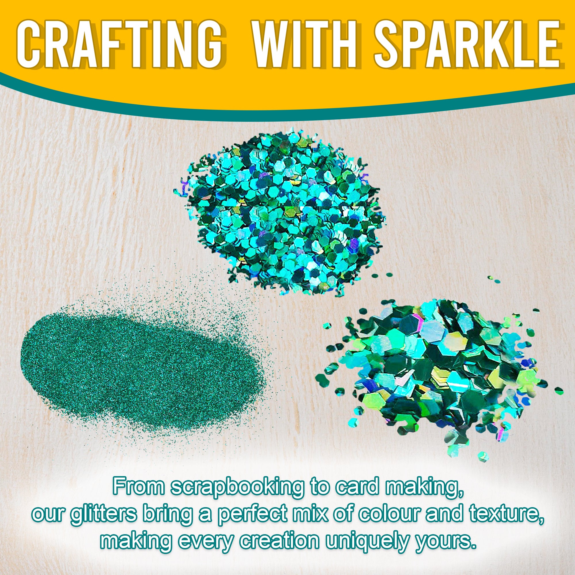 3.	Fine, Regular, and Chunky Turquoise Holographic Glitters for Scrapbooking, Card Making, and Decorating