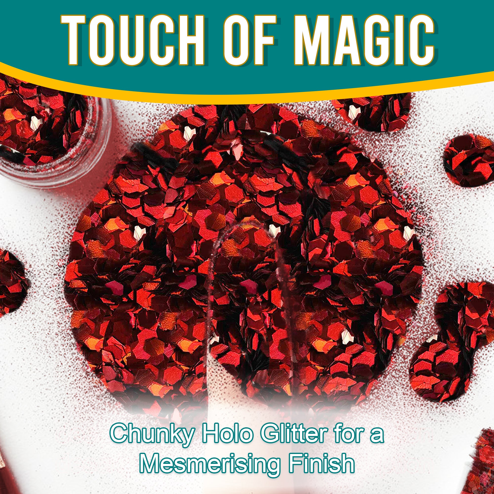 3.	Touch of Magic - Chunky Holographic Glitter in Wine Red for a Mesmerizing Finish