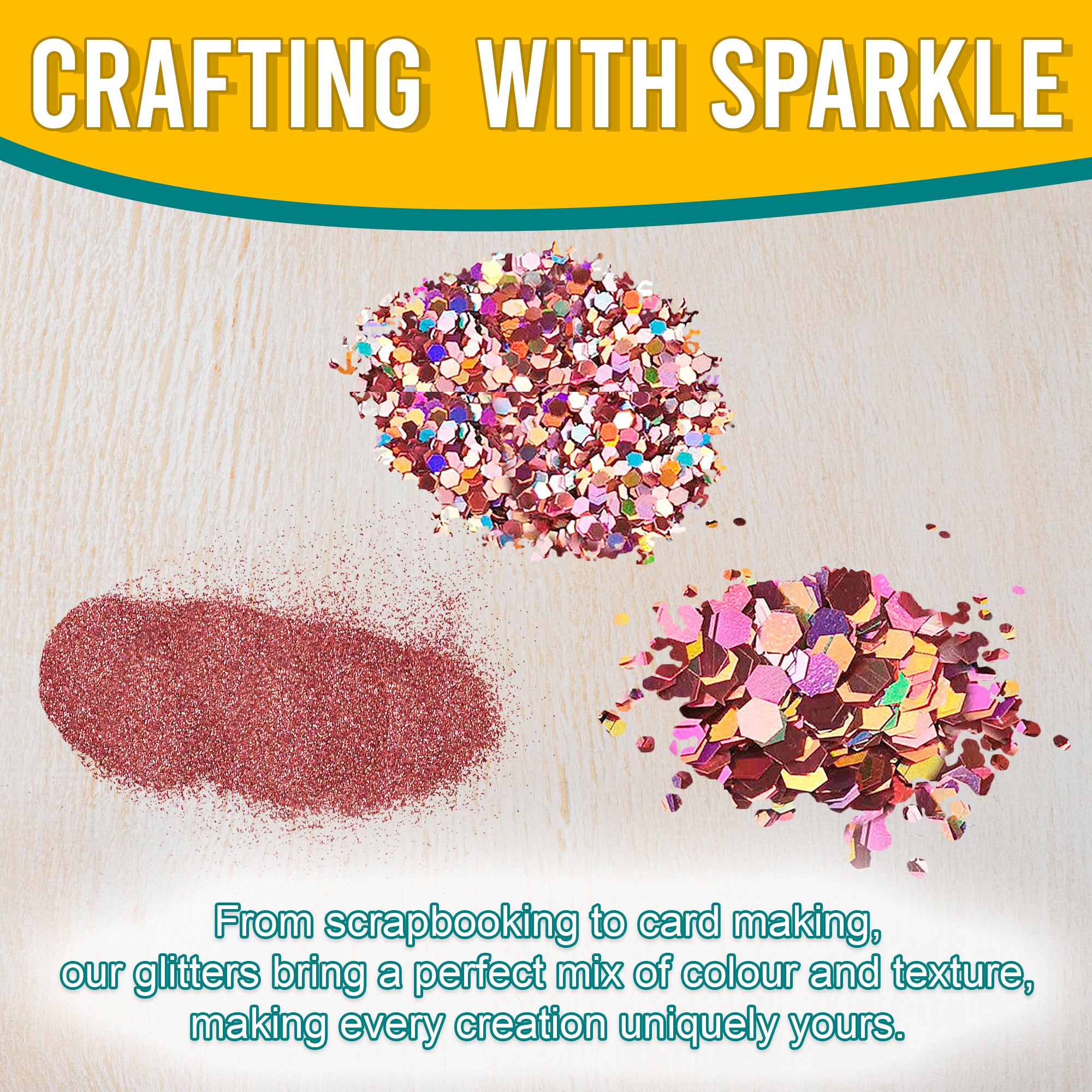 3.	Fine, Regular, and Chunky Zephry Pink Holographic Glitters for Scrapbooking, Card Making, and Decorating