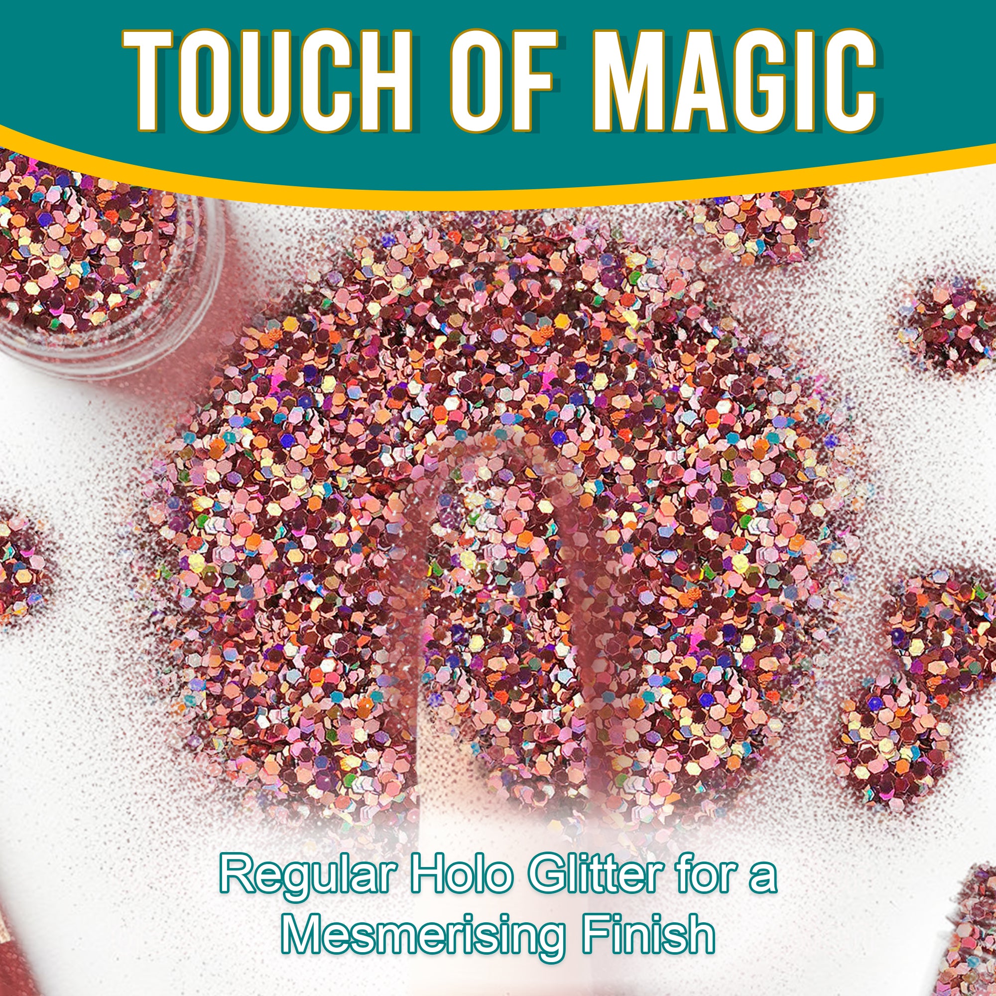 3.	Touch of Magic - Regular Holographic Glitter in Zephry Pink for a Mesmerizing Finish