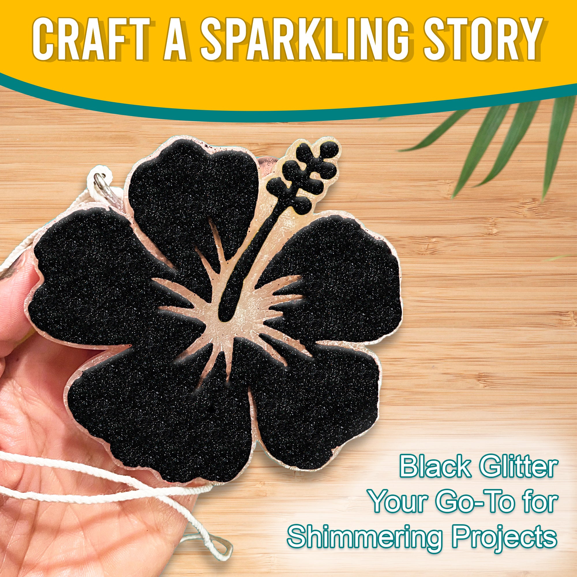 4.	Craft a sparkling story with Black Fine Holographic Glitter on a flower-shaped ornament