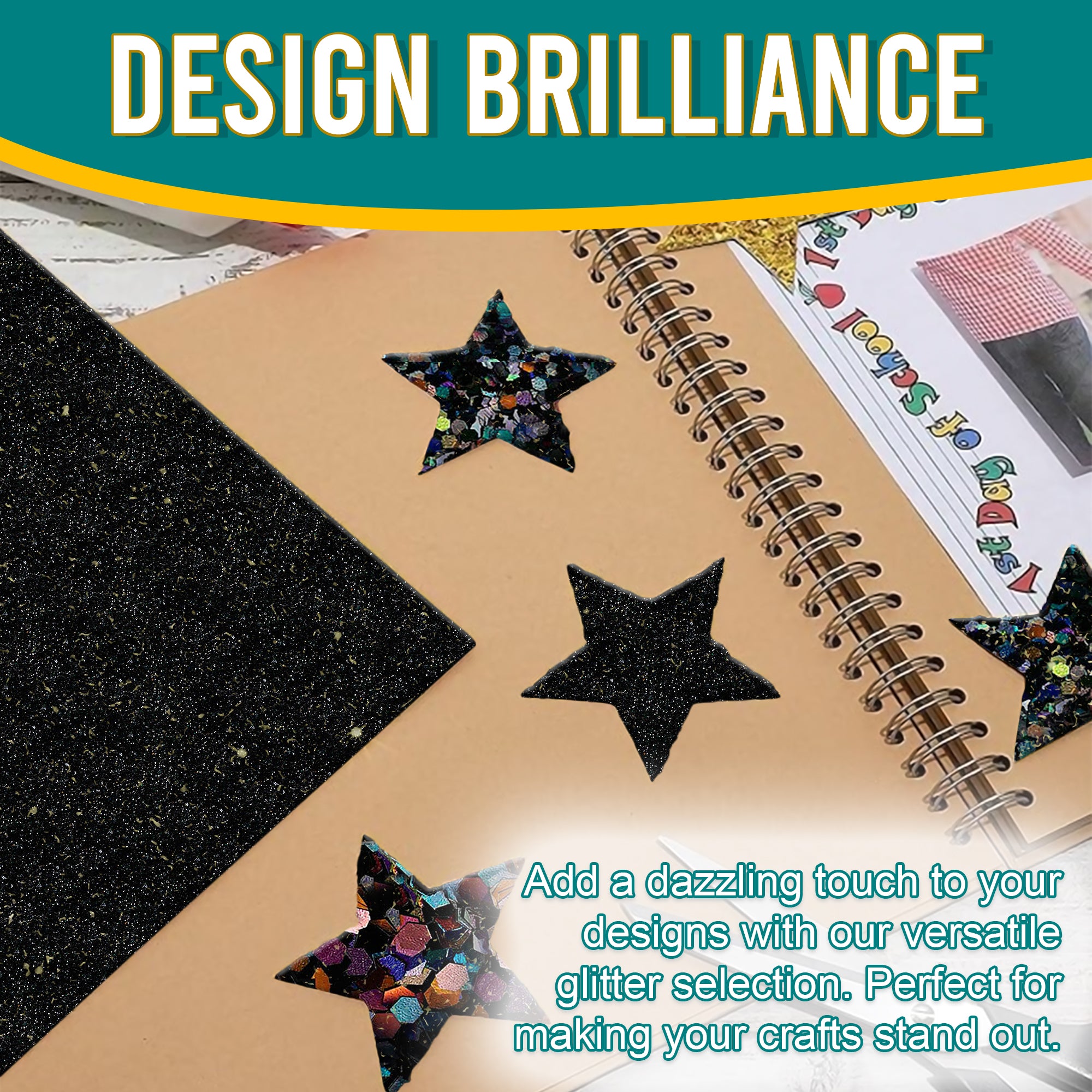 4.	Creative Designs - Black Glitter Trio Used for Dazzling Scrapbook Designs