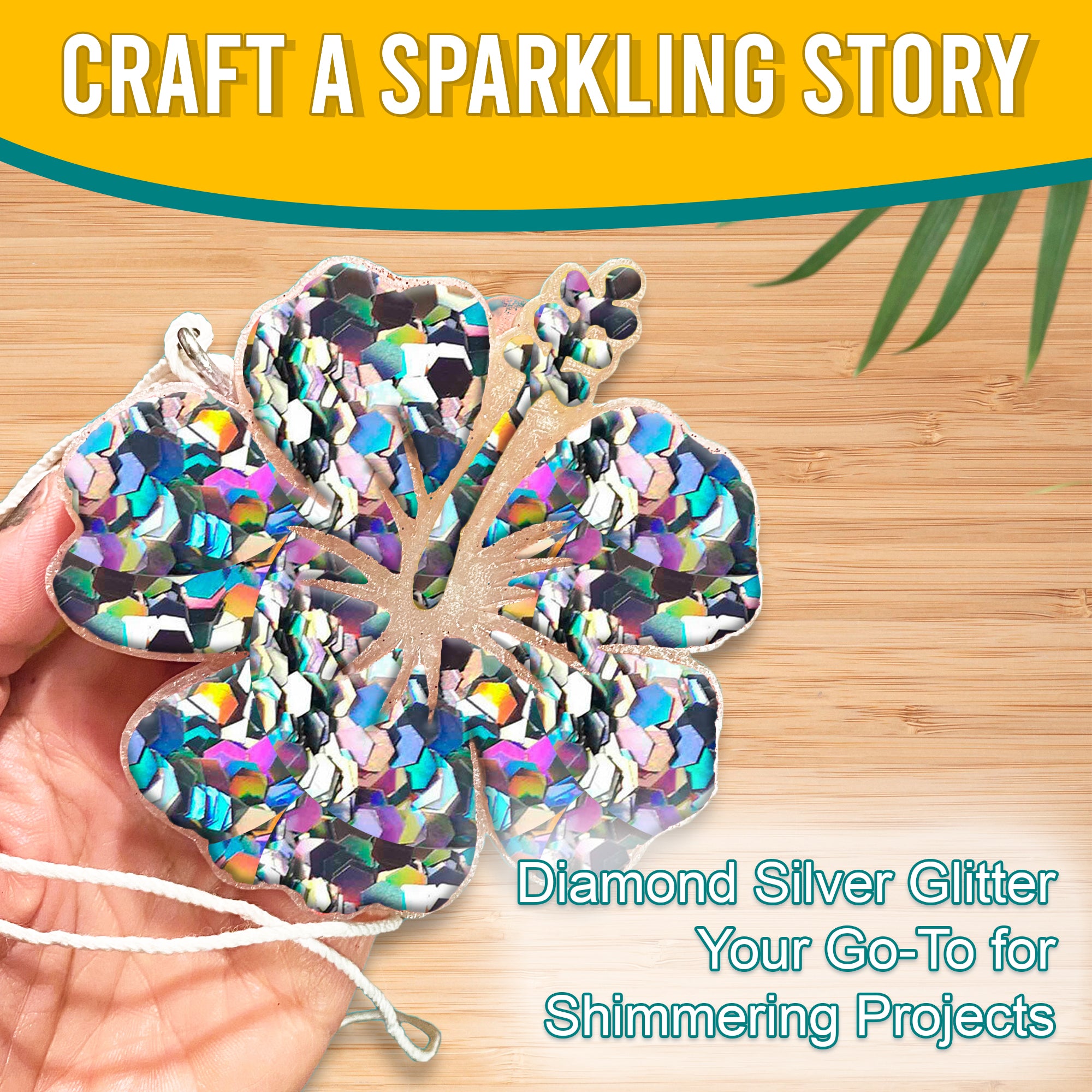 4.	Craft a Sparkling Story - Diamon Silver Chunky Holographic Glitter for Shimmering Projects