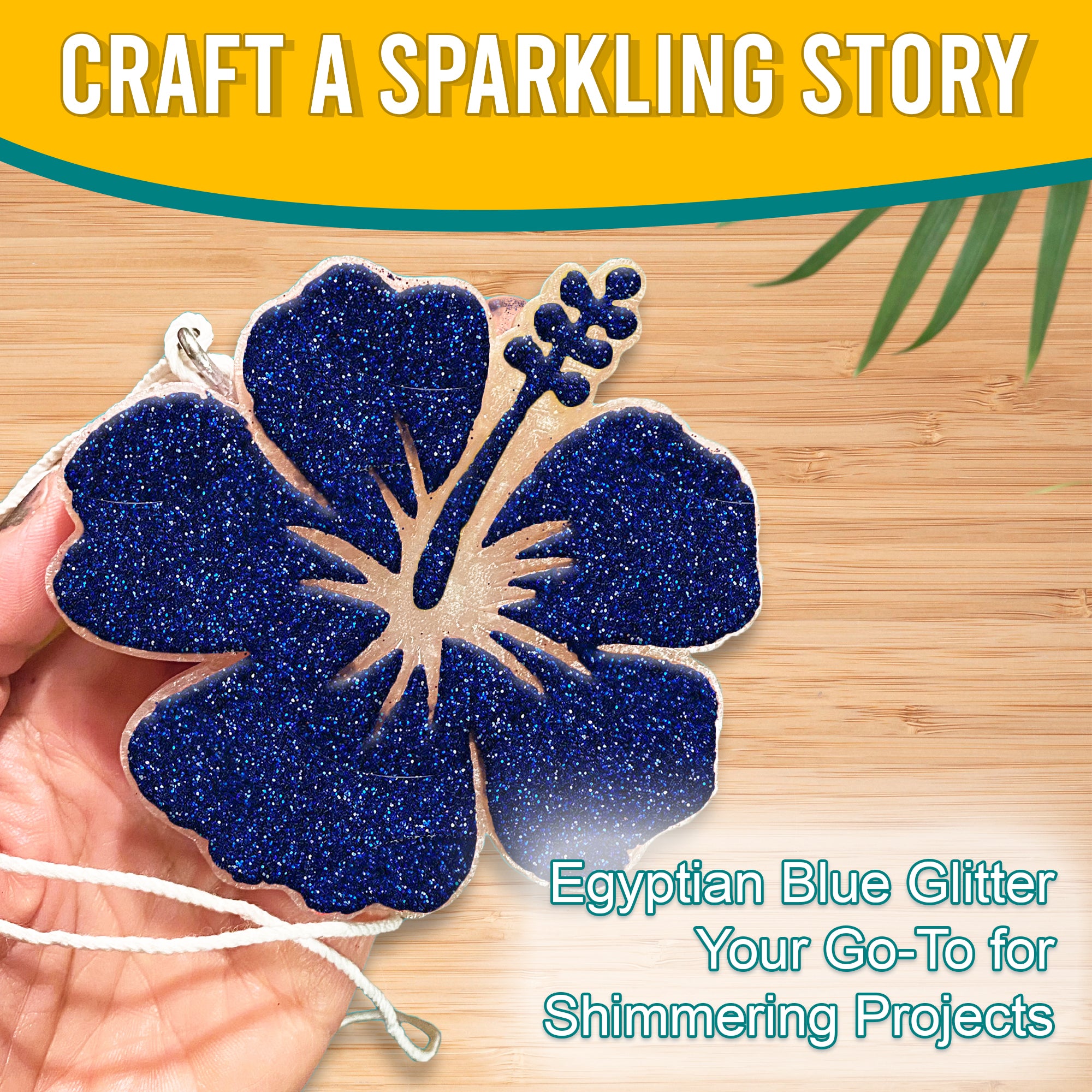 4.	Craft a sparkling story with Egyptian Blue Fine Holographic Glitter on a flower-shaped ornament