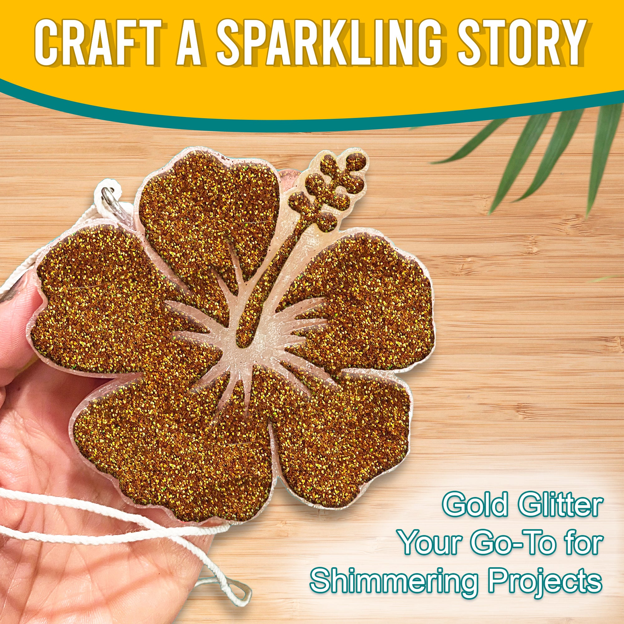 4.	Craft a sparkling story with Gold Fine Holographic Glitter on a flower-shaped ornament