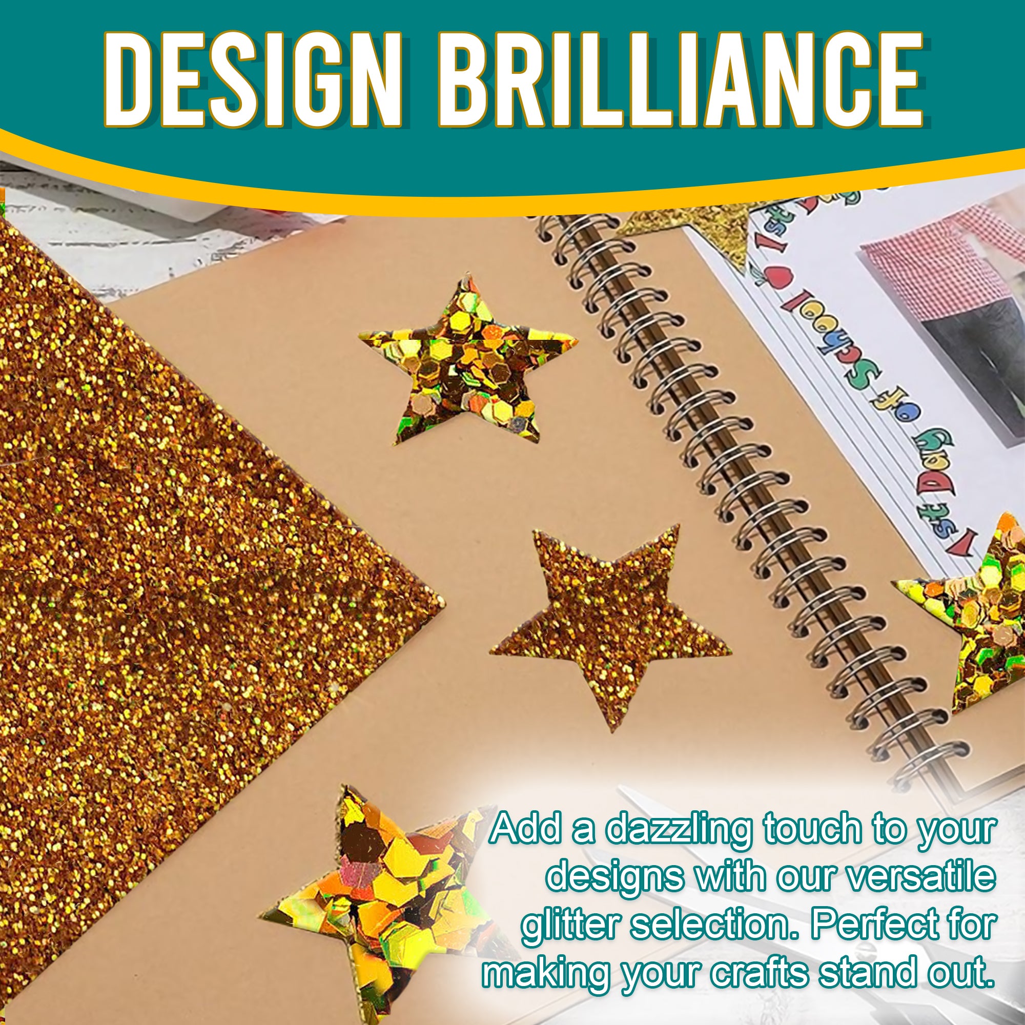 4.	Creative Designs - Gold Glitter Trio Used for Dazzling Scrapbook Designs