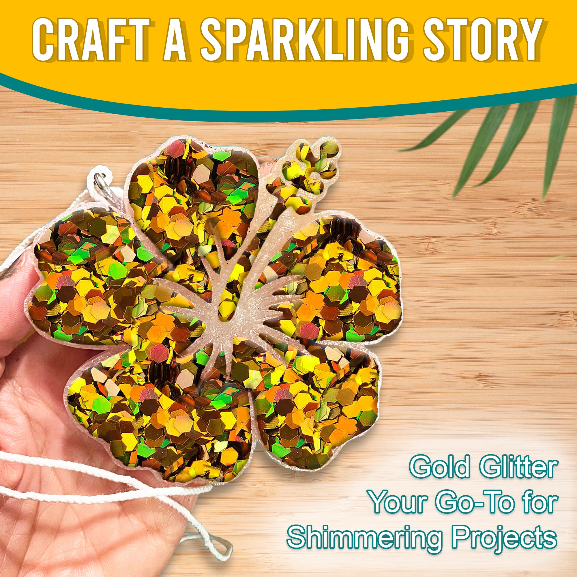 4.	Craft a Sparkling Story - Gold Chunky Holographic Glitter for Shimmering Projects