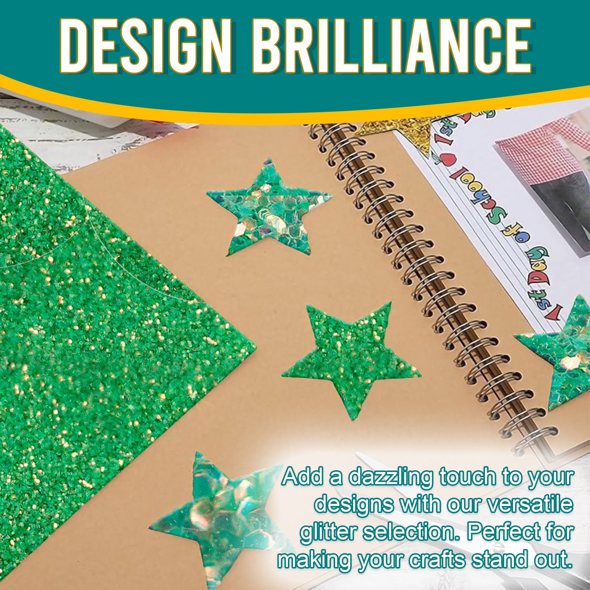 4.	Creative Designs - Green Gold Glitter Trio Used for Dazzling Scrapbook Designs