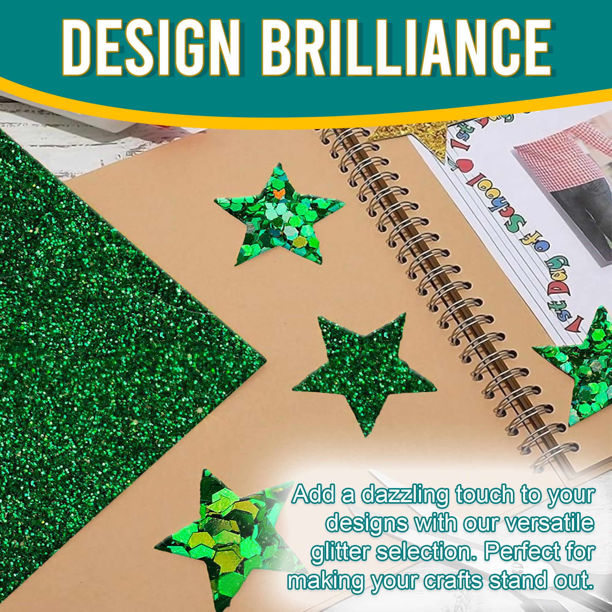 4.	Creative Designs - Green Glitter Trio Used for Dazzling Scrapbook Designs