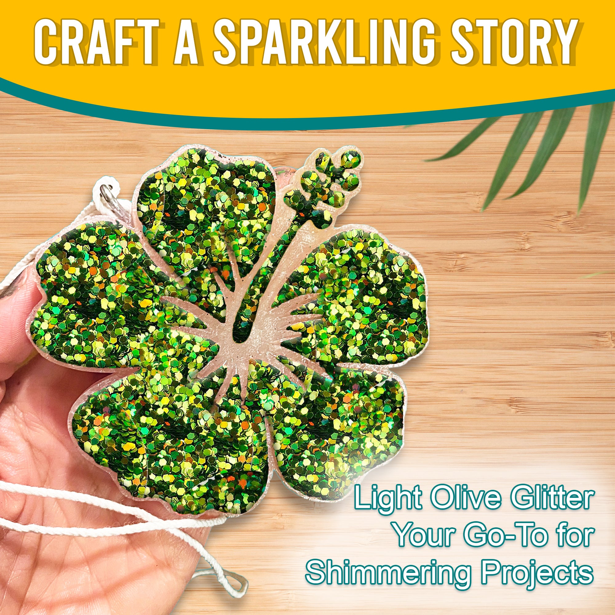 4.	Craft a Sparkling Story - Light Olive Regular Holographic Glitter for Shimmering Projects