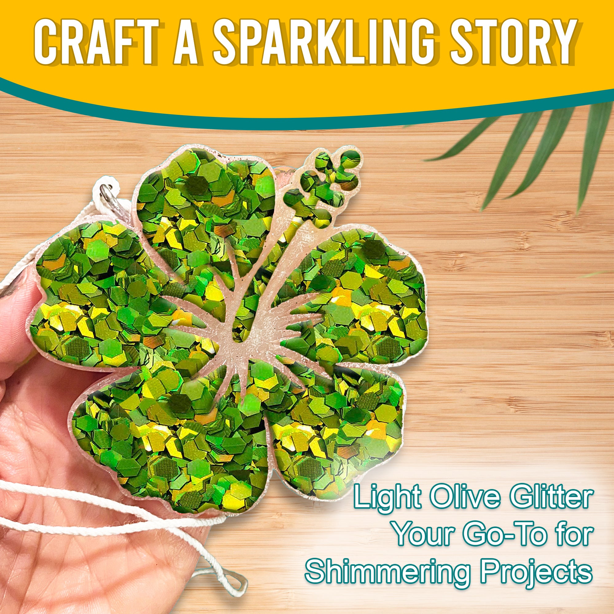 4.	Craft a Sparkling Story - Light Olive Chunky Holographic Glitter for Shimmering Projects