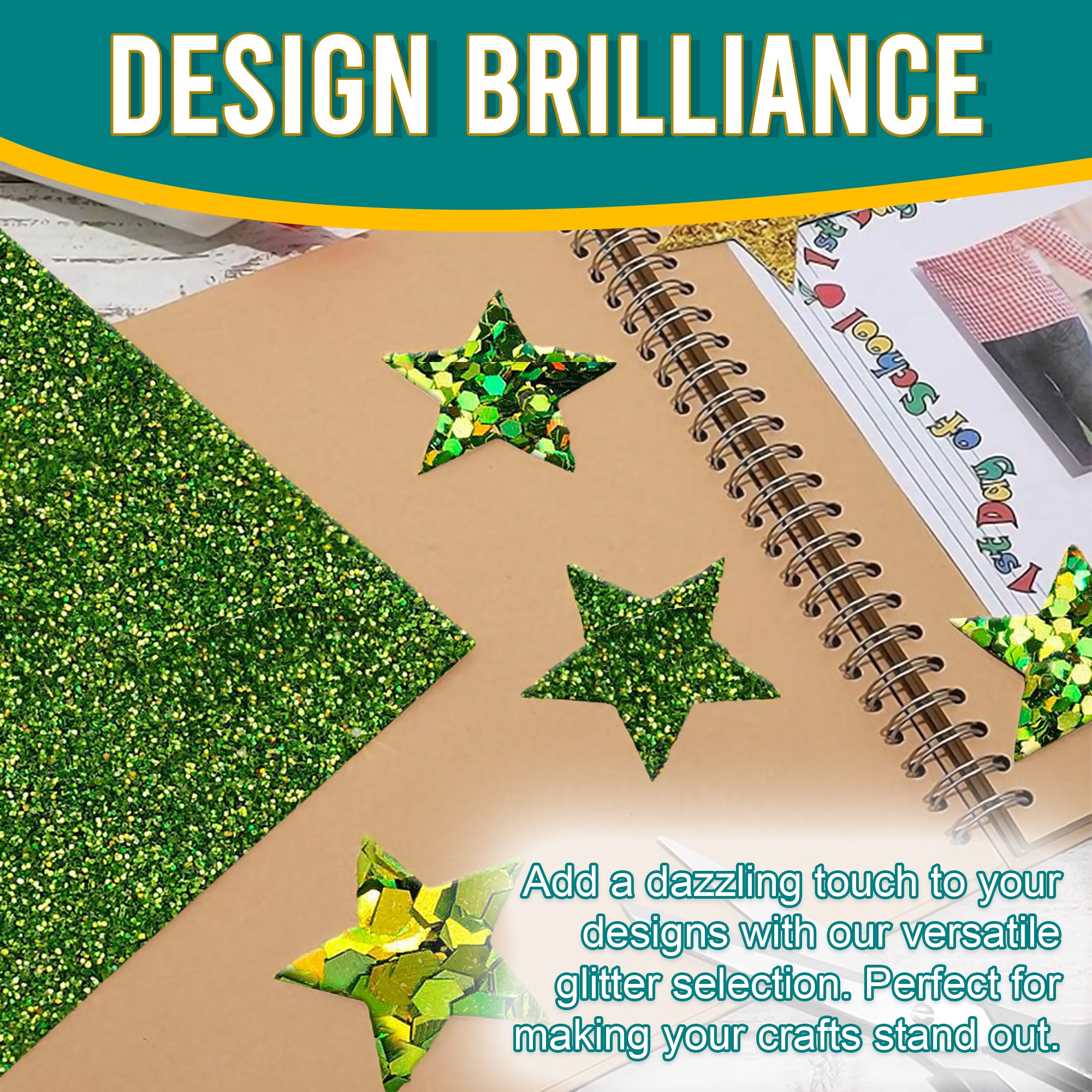 4.	Creative Designs - Light Olive Glitter Trio Used for Dazzling Scrapbook Designs