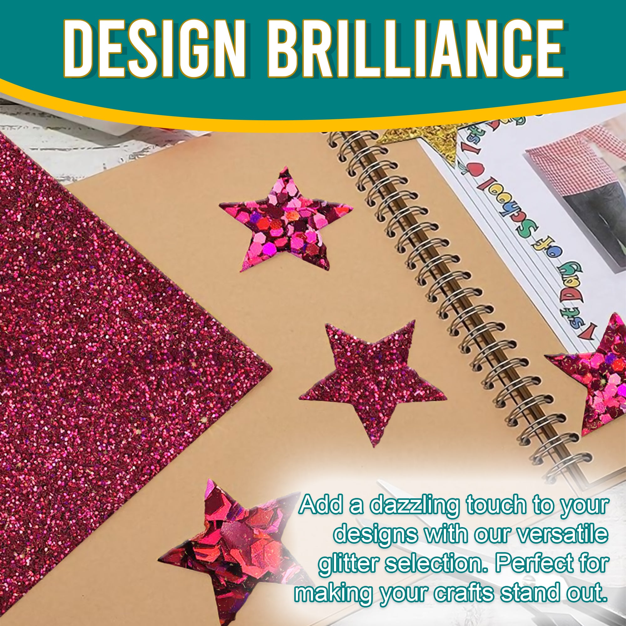 4.	Creative Designs - Magenta Glitter Trio Used for Dazzling Scrapbook Designs