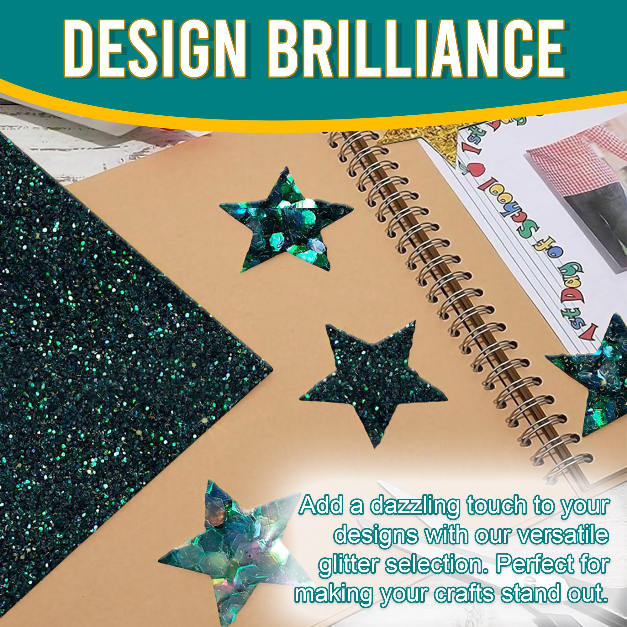 4.	Creative Designs - Iridescent Olive Green Glitter Trio Used for Dazzling Scrapbook Designs