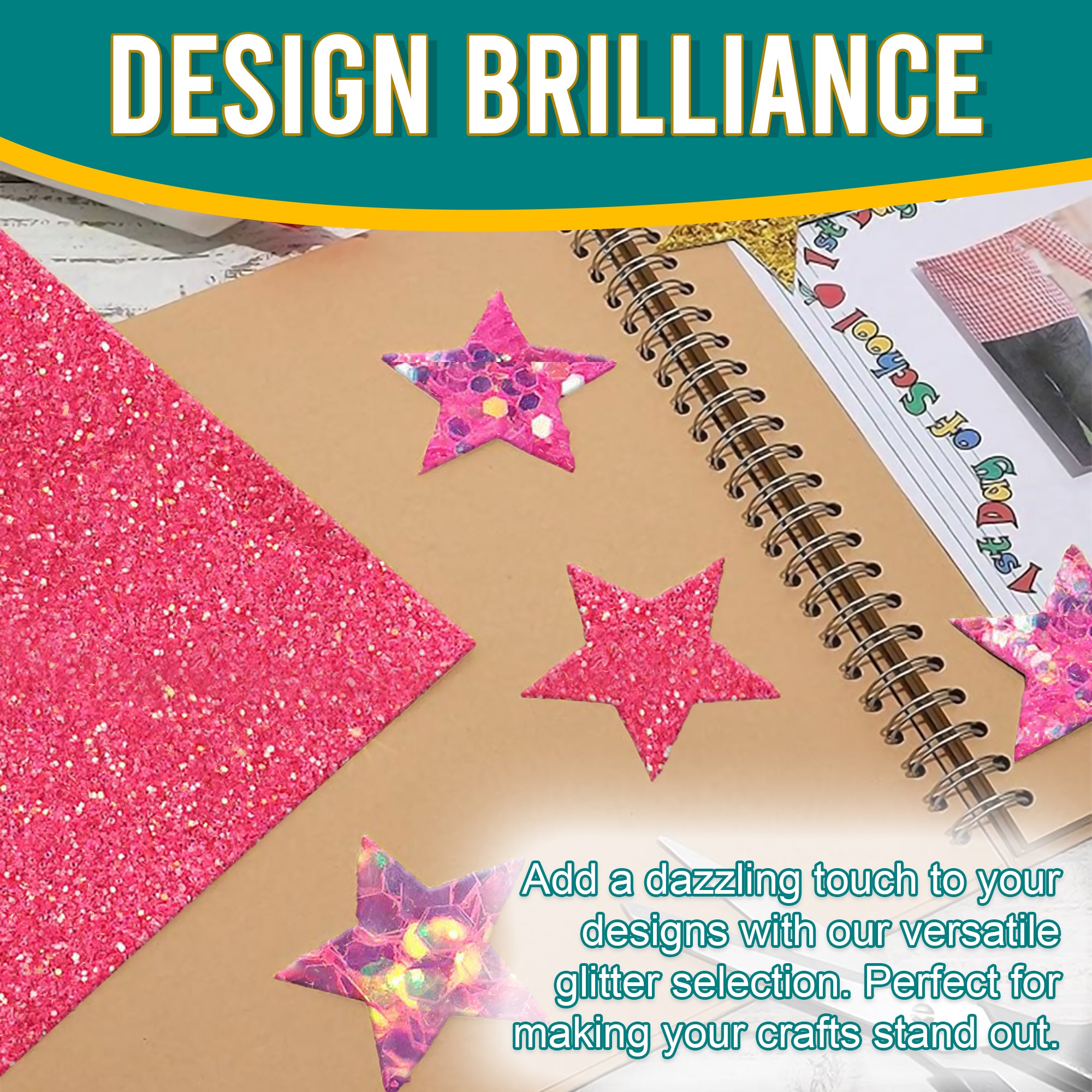 4.	Creative Designs - Iridescent Pink Gold Glitter Trio Used for Dazzling Scrapbook Designs