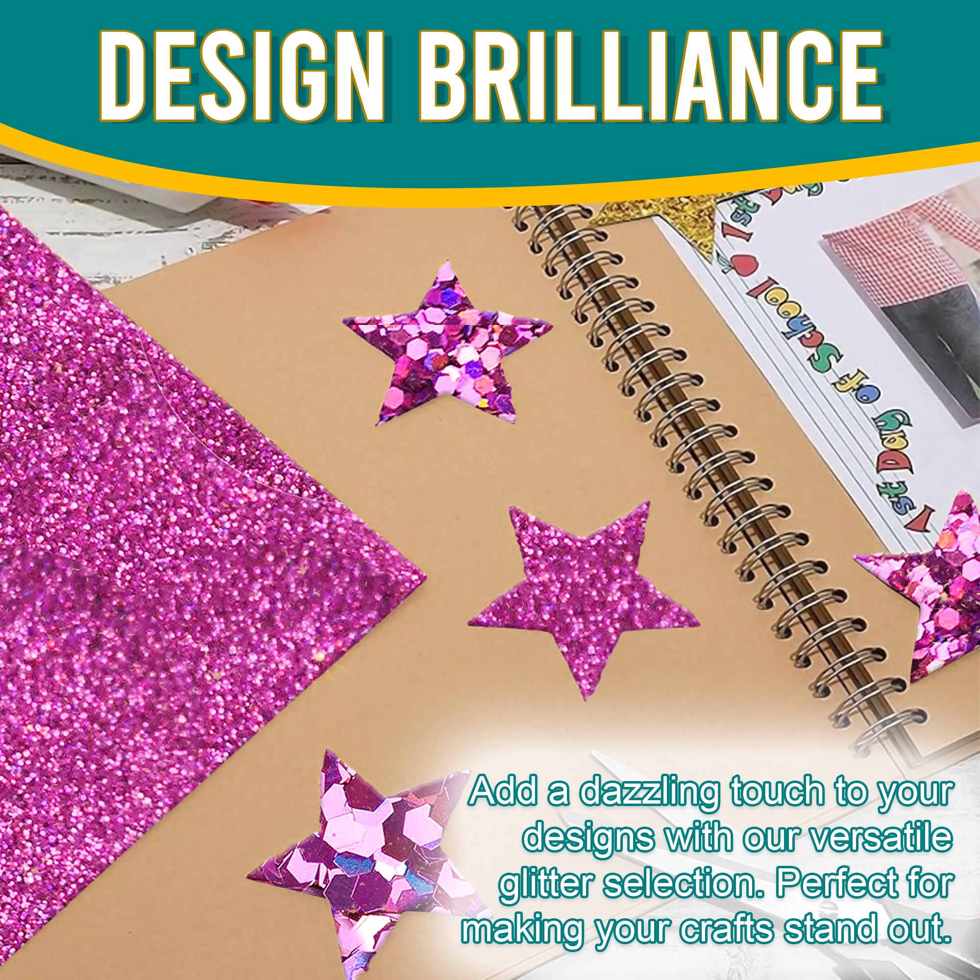 4.	Creative Designs - Radiant Orchid Glitter Trio Used for Dazzling Scrapbook Designs