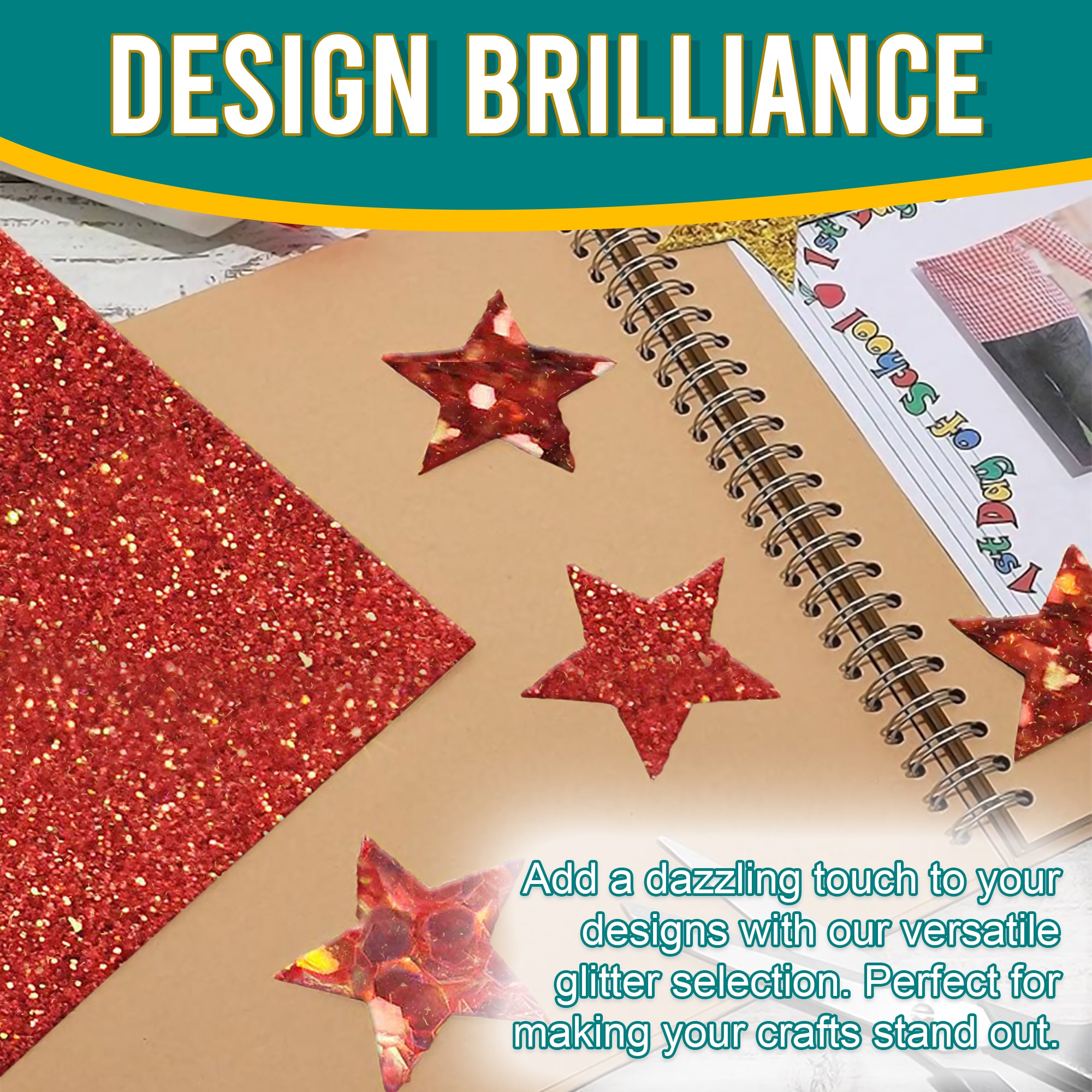 4.	Creative Designs - Iridescent Red Gold Glitter Trio Used for Dazzling Scrapbook Designs