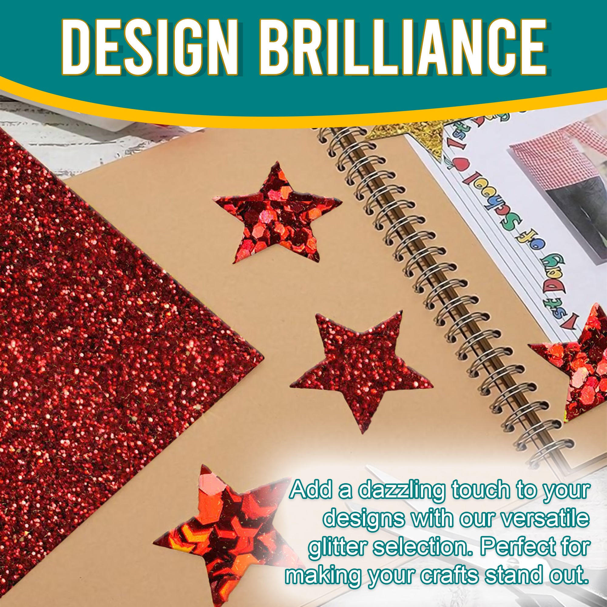 4.	Creative Designs - Red Glitter Trio Used for Dazzling Scrapbook Designs