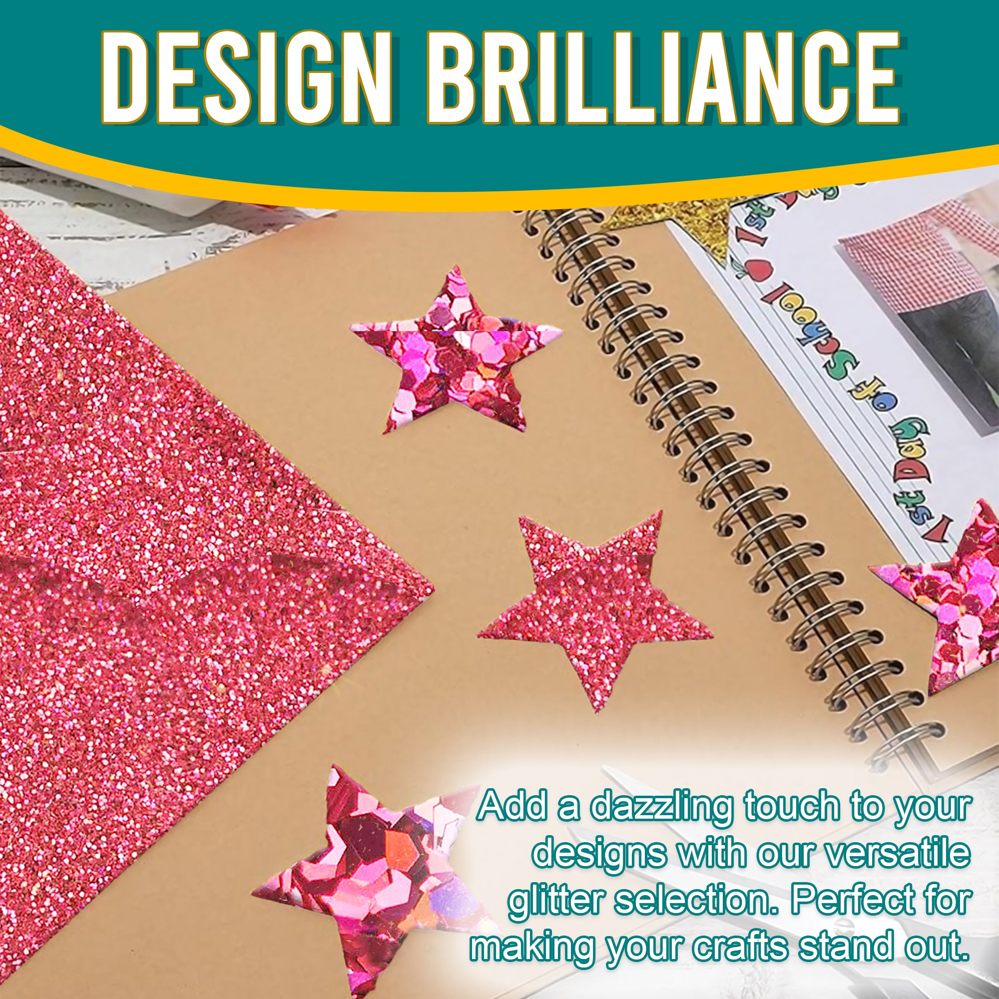 4.	Creative Designs - Rouge Pink Glitter Trio Used for Dazzling Scrapbook Designs