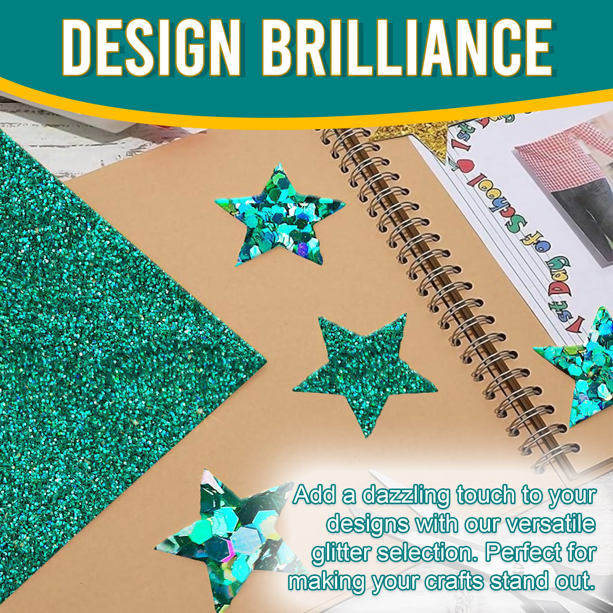 4.	Creative Designs - Turquoise Glitter Trio Used for Dazzling Scrapbook Designs