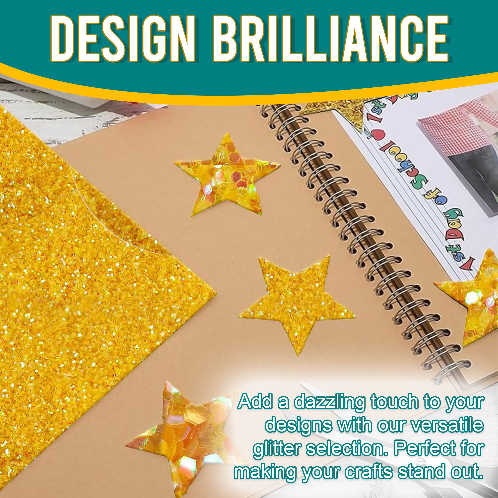 4.	Creative Designs - Iridescent Yellow Glitter Trio Used for Dazzling Scrapbook Designs