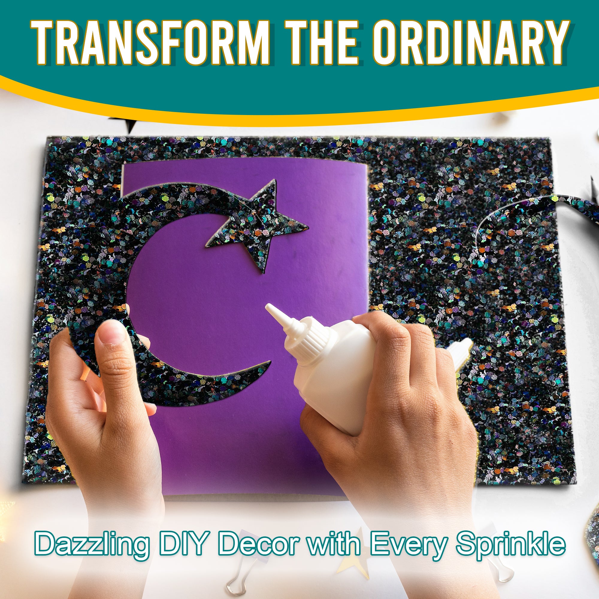 5.	Transform the Ordinary - Dazzling DIY Decor with Black Regular Holographic Glitter