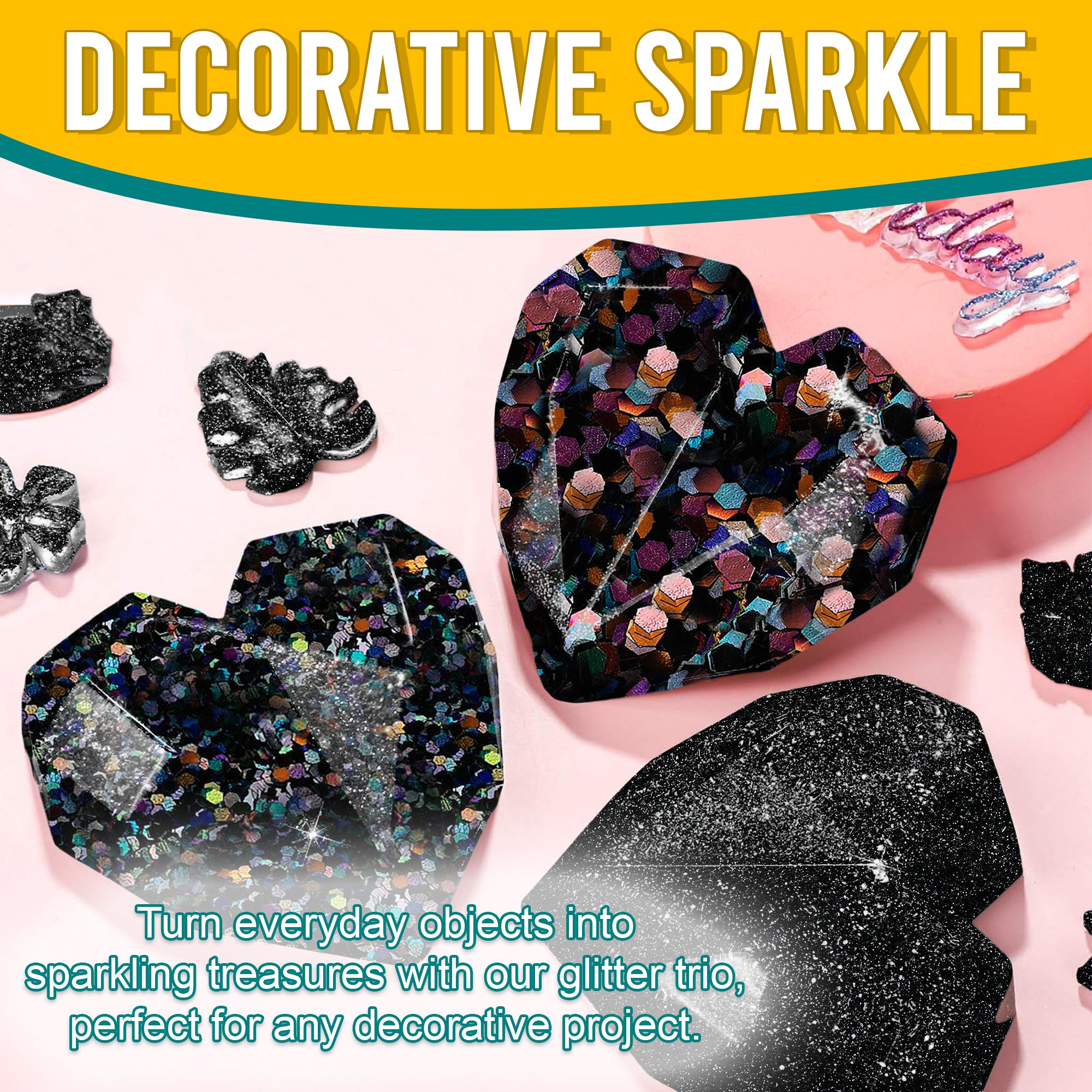 5.	Decorative Ideas - Transform Objects with Fine, Regular, and Chunky Black Holographic Glitters