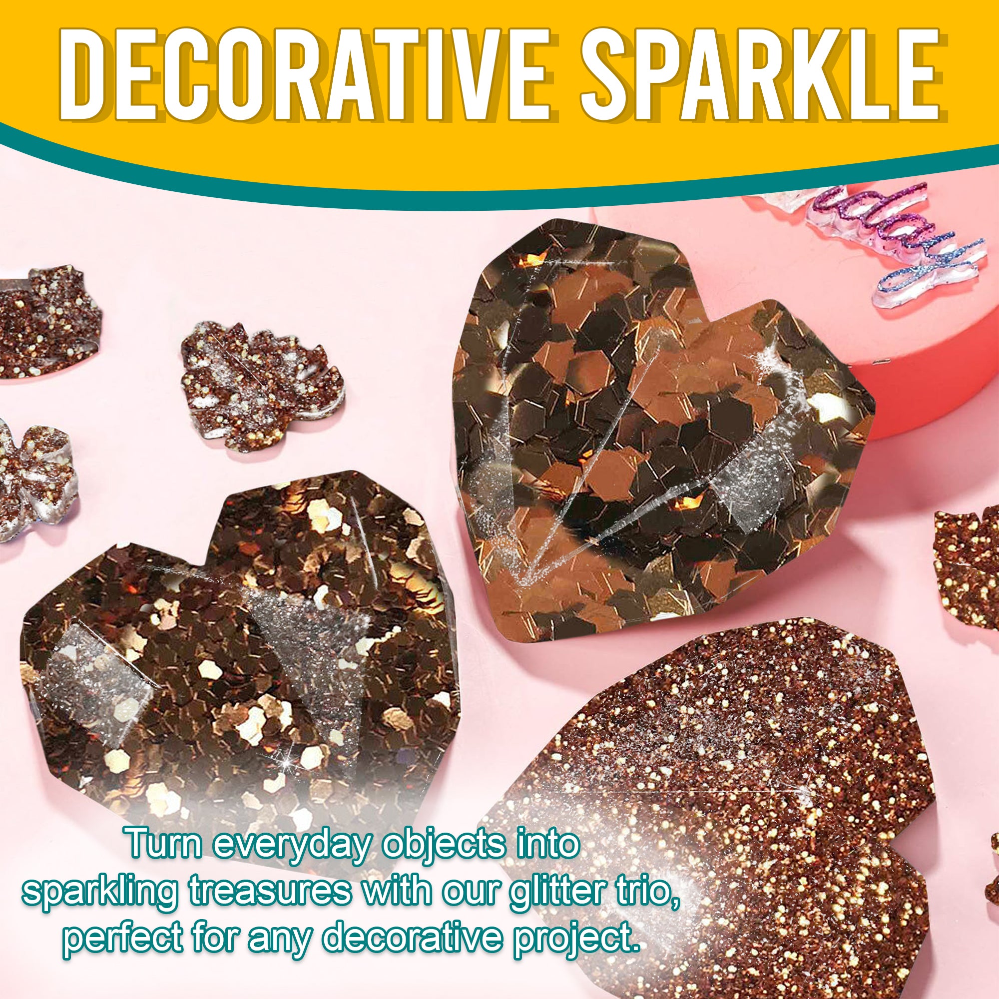 5.	Decorative Ideas with Metallic Brushed Copper Glitter Trio - Transforming Objects into Sparkling Treasures