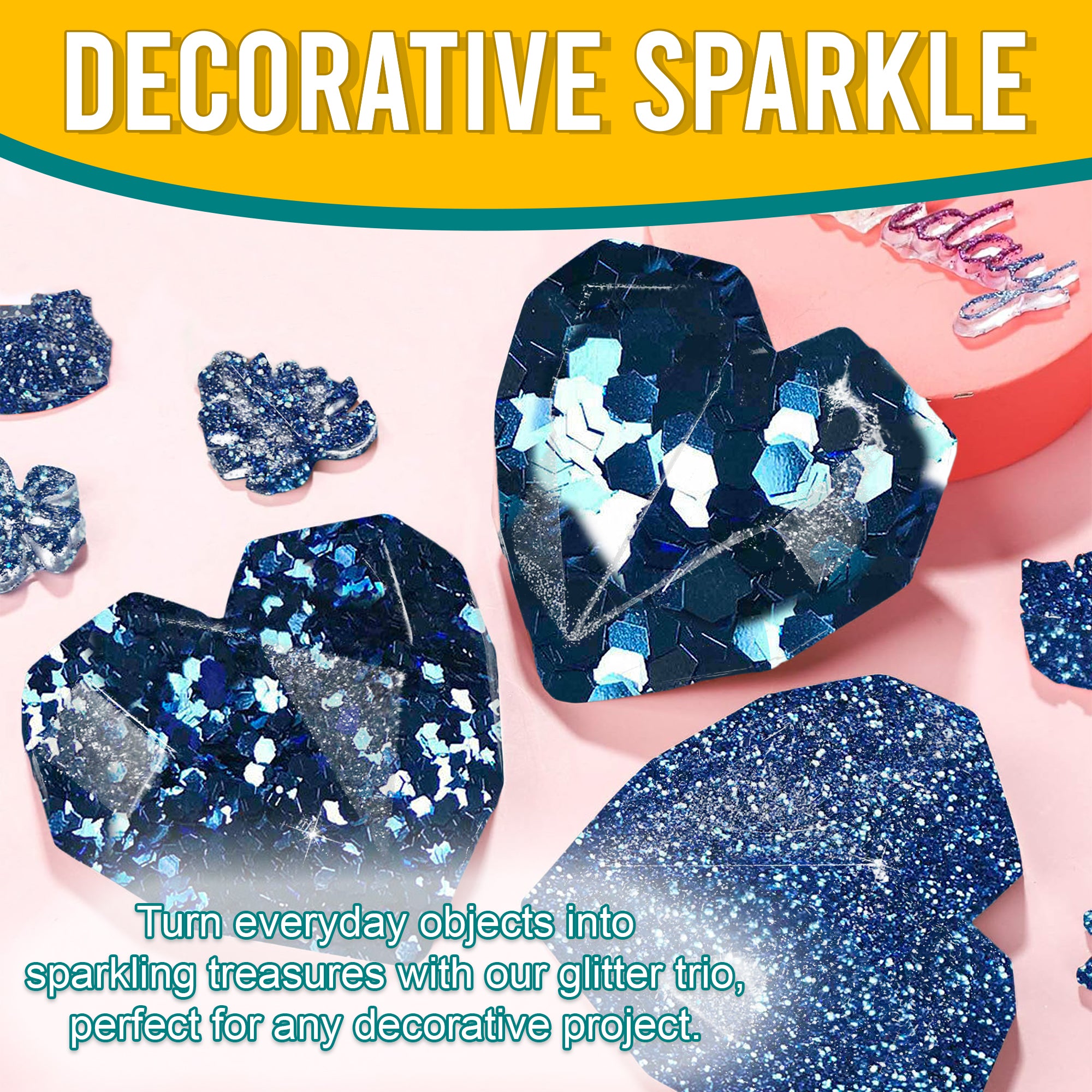 5.	Decorative Ideas with Metallic Cornflower Blue Glitter Trio - Transforming Objects into Sparkling Treasures