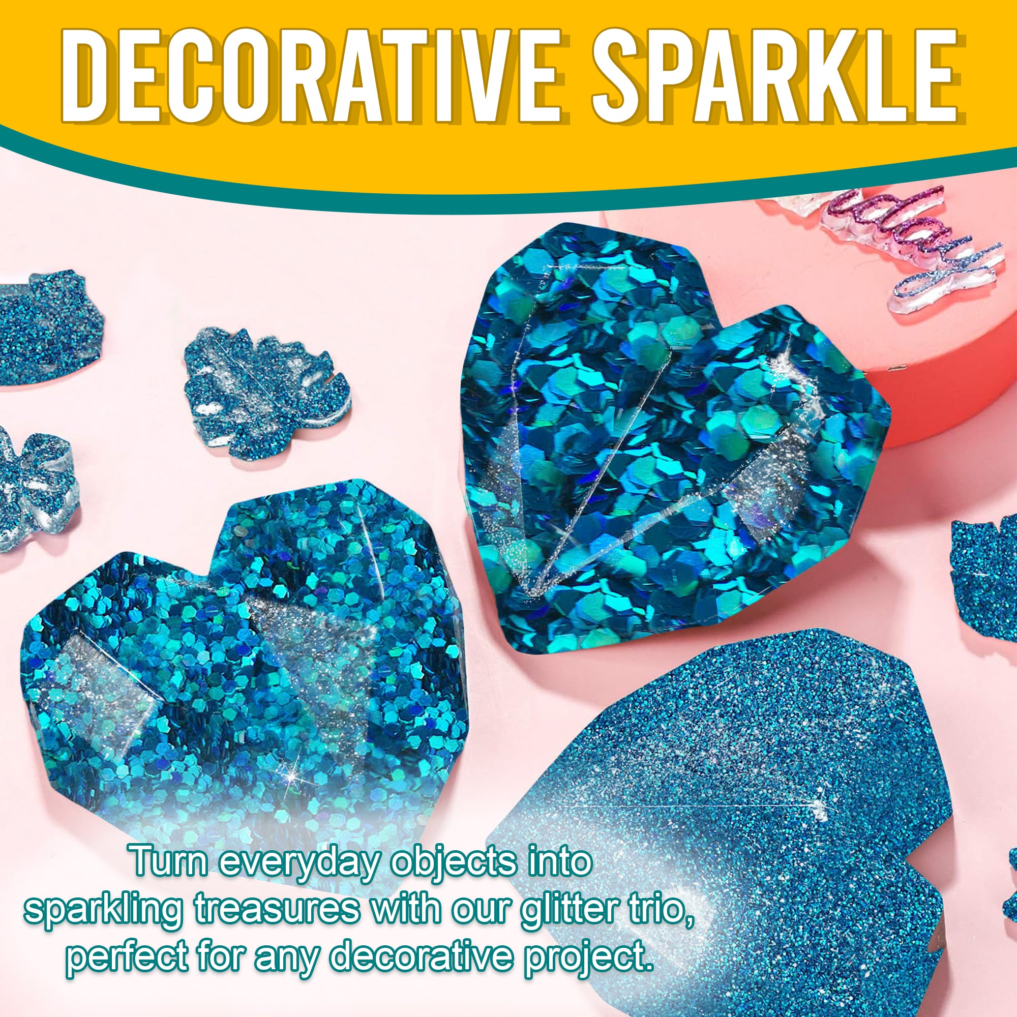 5.	Decorative Ideas - Transform Objects with Fine, Regular, and Chunky Crayola Curelean Holographic Glitters