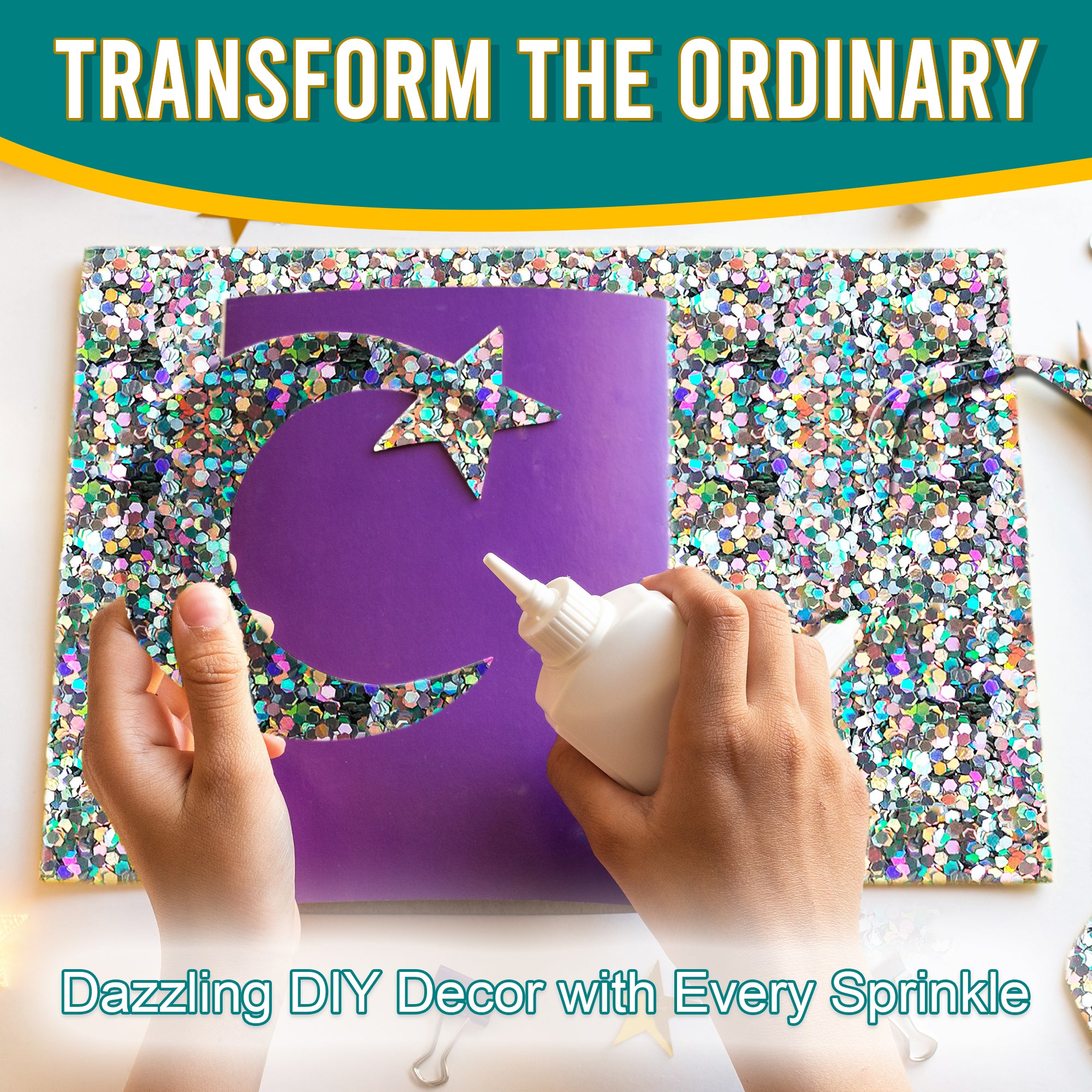 5.	Transform the Ordinary - Dazzling DIY Decor with Diamon Silver Regular Holographic Glitter