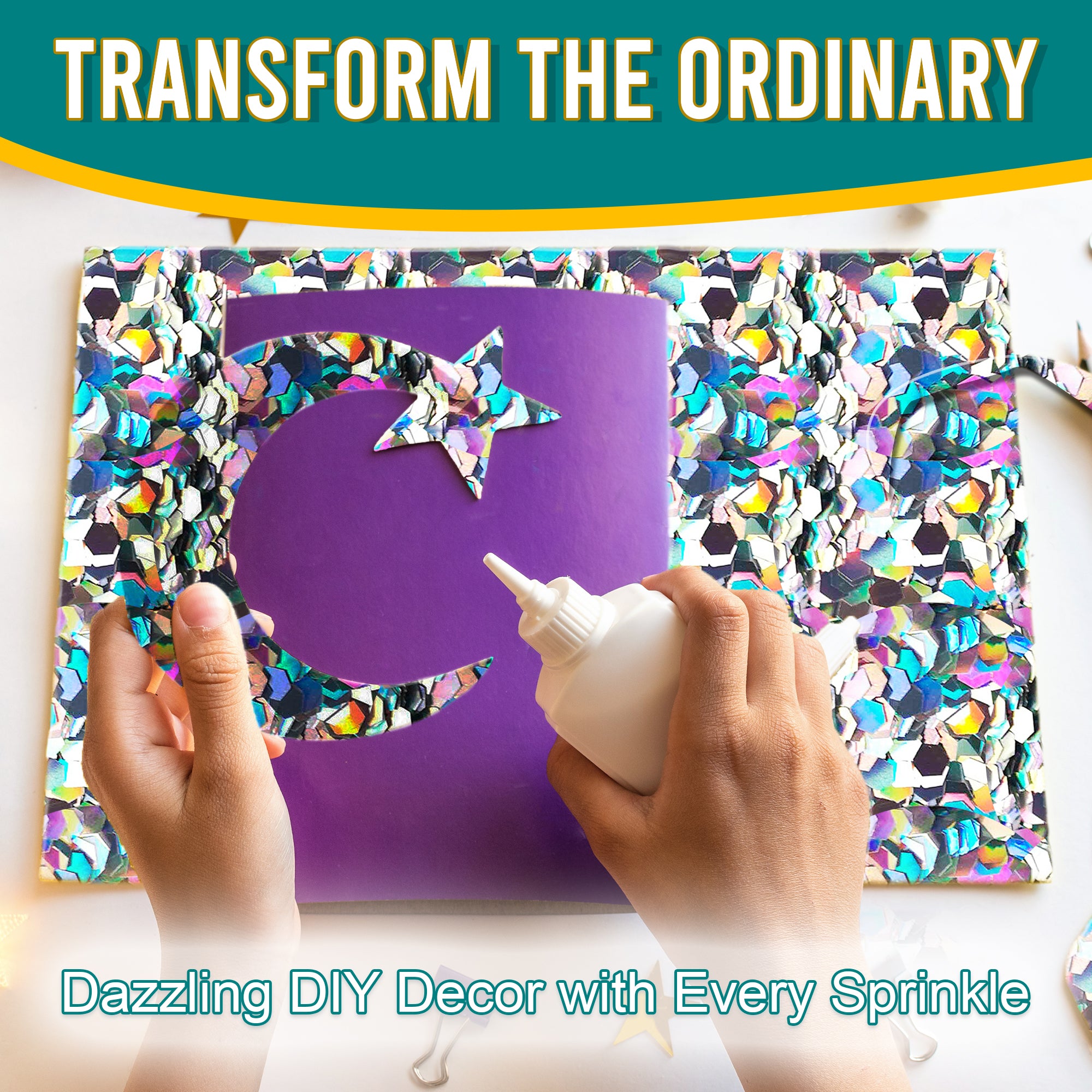 5.	Transform the Ordinary - Dazzling DIY Decor with Diamon Silver Chunky Holographic Glitter