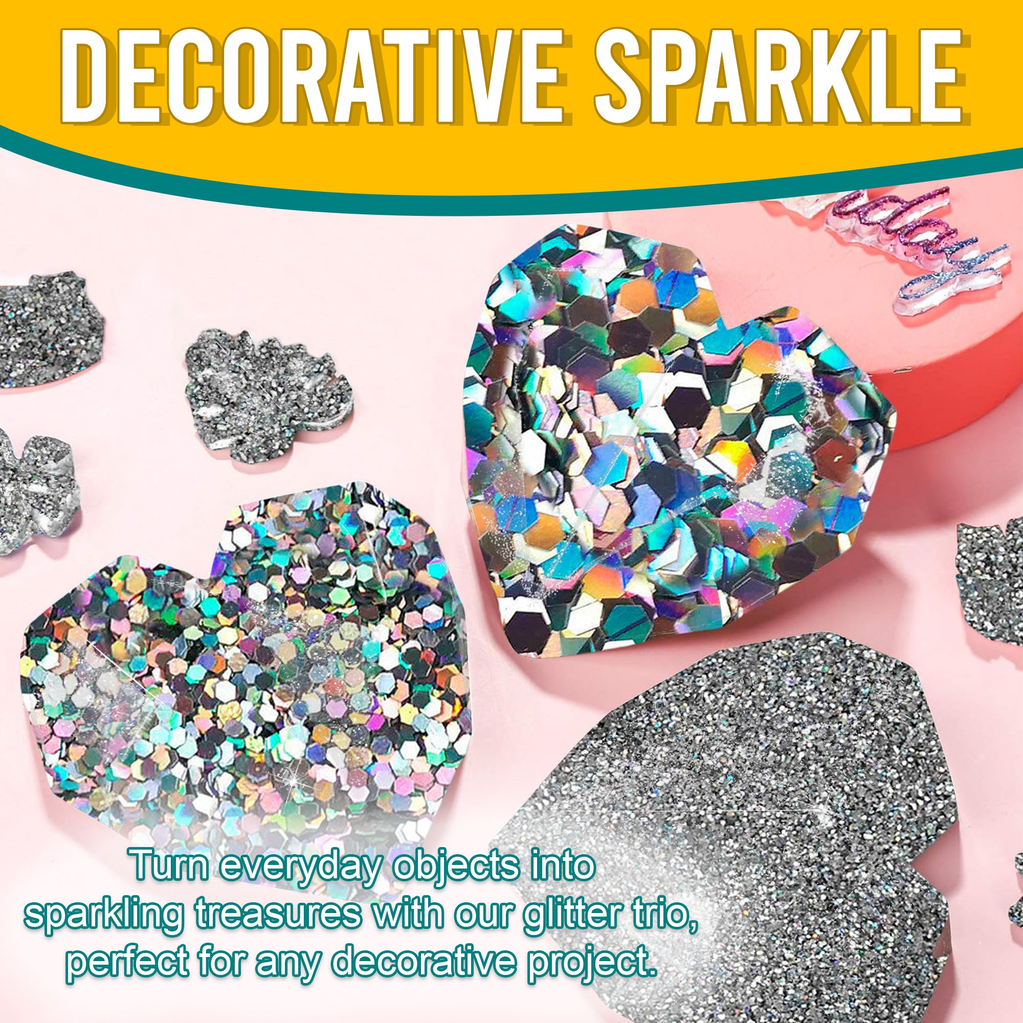 5.	Decorative Ideas - Transform Objects with Fine, Regular, and Chunky Diamon Silver Holographic Glitters