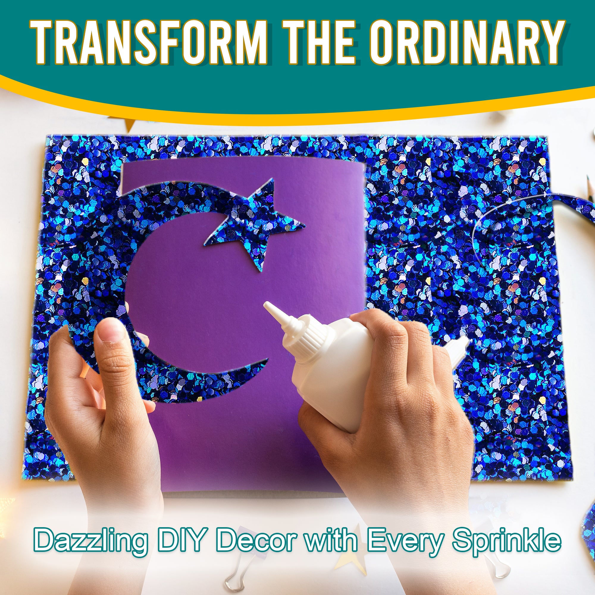 5.	Transform the Ordinary - Dazzling DIY Decor with Egyptian Blue Regular Holographic Glitter