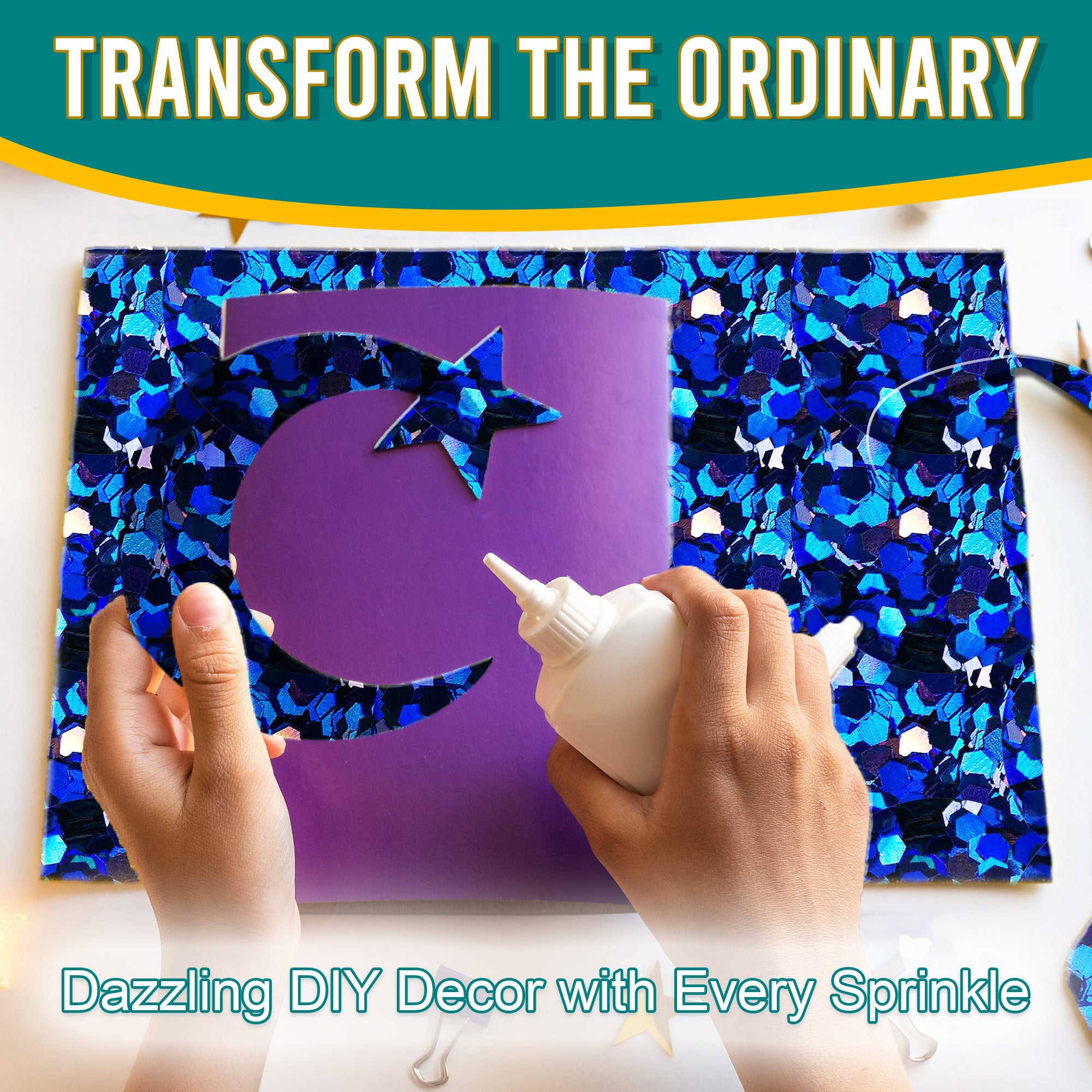 5.	Transform the Ordinary - Dazzling DIY Decor with Egyptian Blue Chunky Holographic Glitter