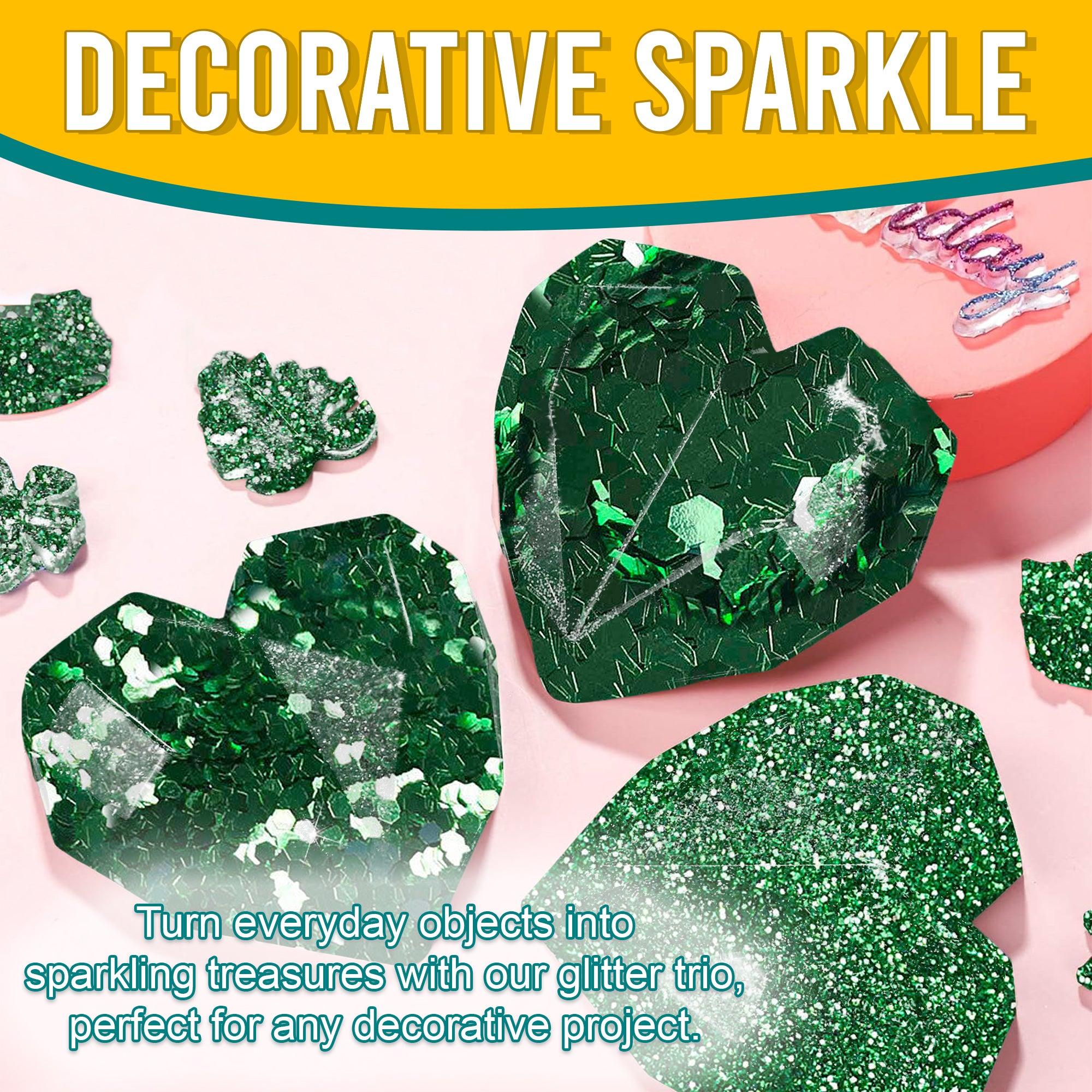 5.	Decorative Ideas with Metallic Fern Green Glitter Trio - Transforming Objects into Sparkling Treasures