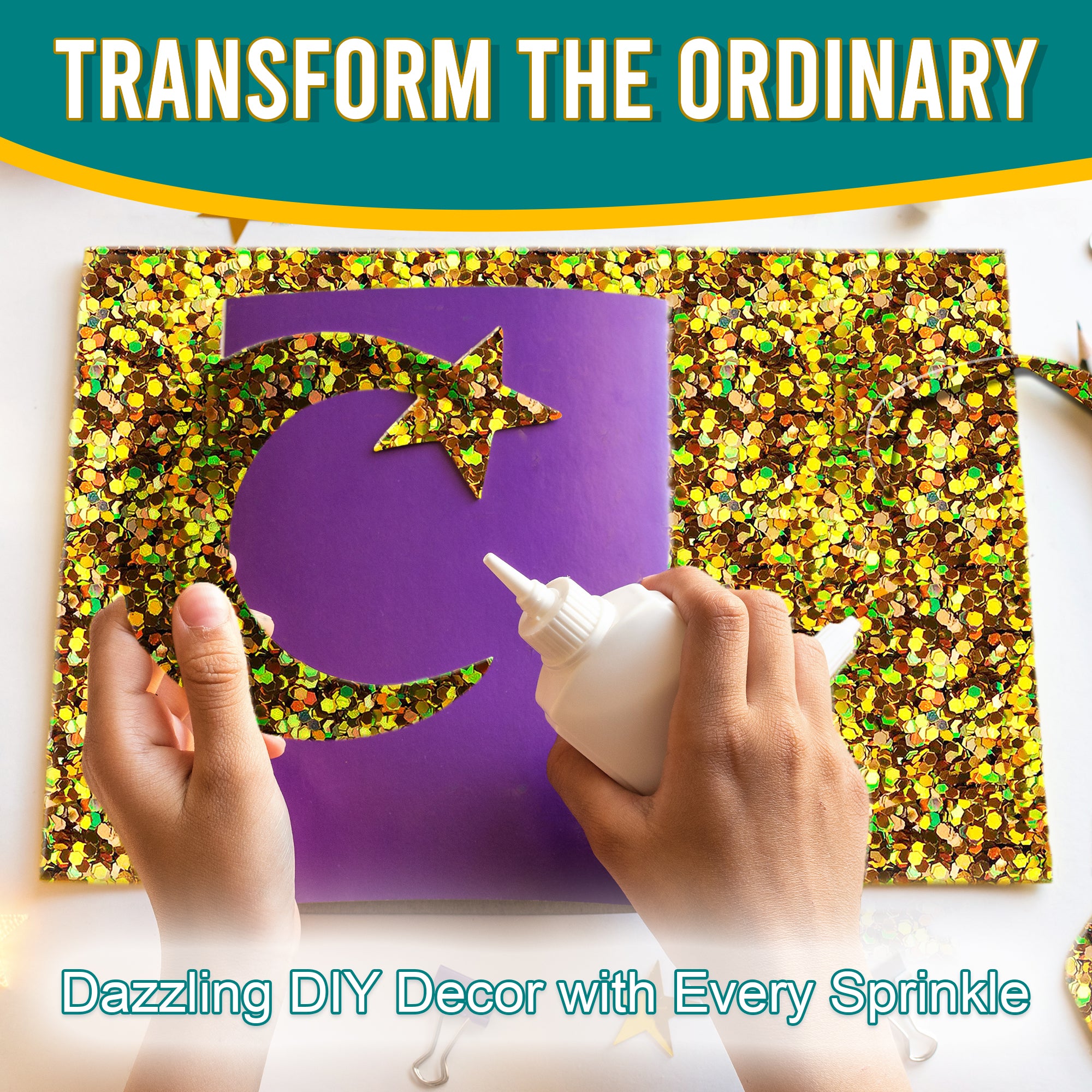 5.	Transform the Ordinary - Dazzling DIY Decor with Gold Regular Holographic Glitter