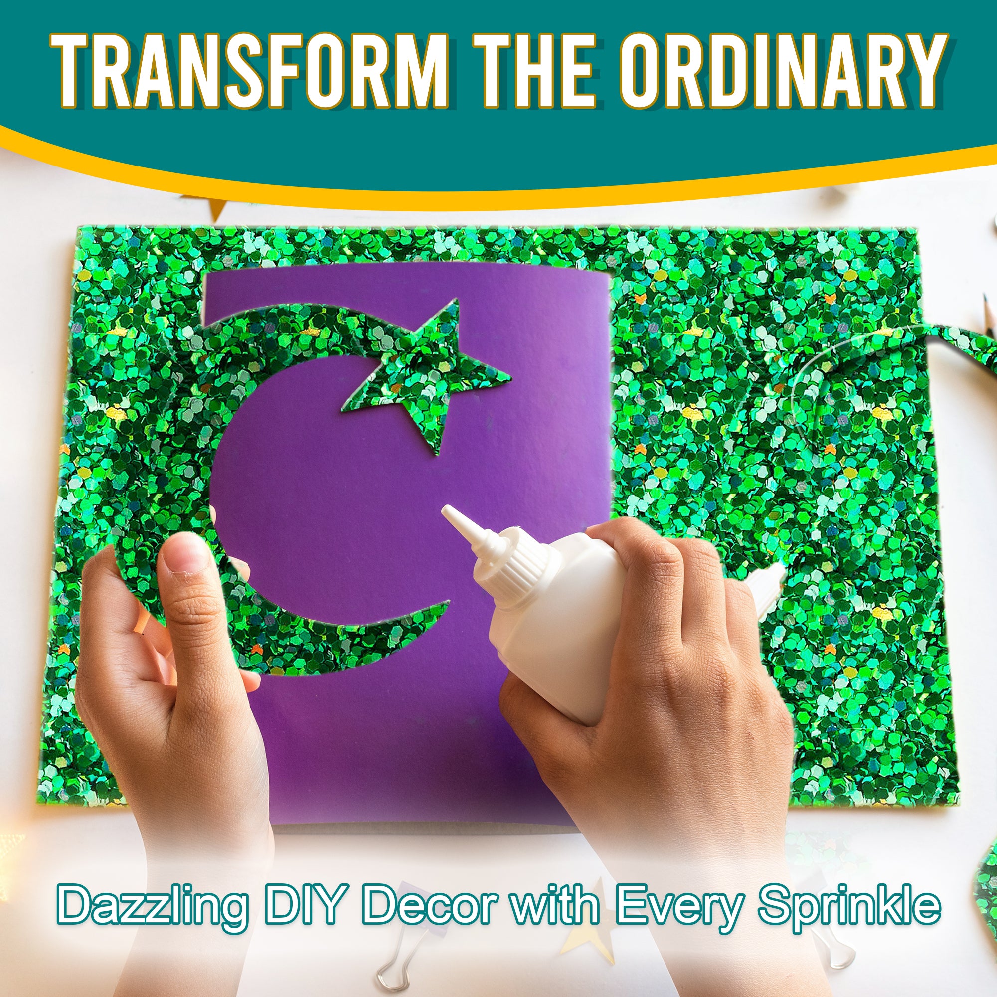 5.	Transform the Ordinary - Dazzling DIY Decor with Green Regular Holographic Glitter