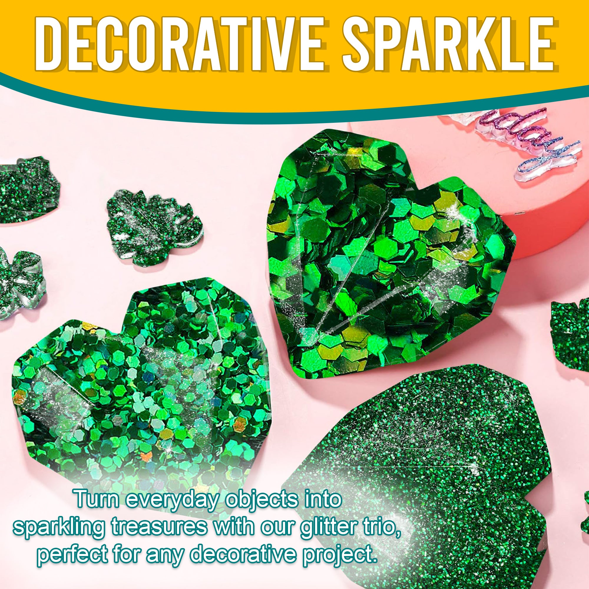 5.	Decorative Ideas - Transform Objects with Fine, Regular, and Chunky Green Holographic Glitters