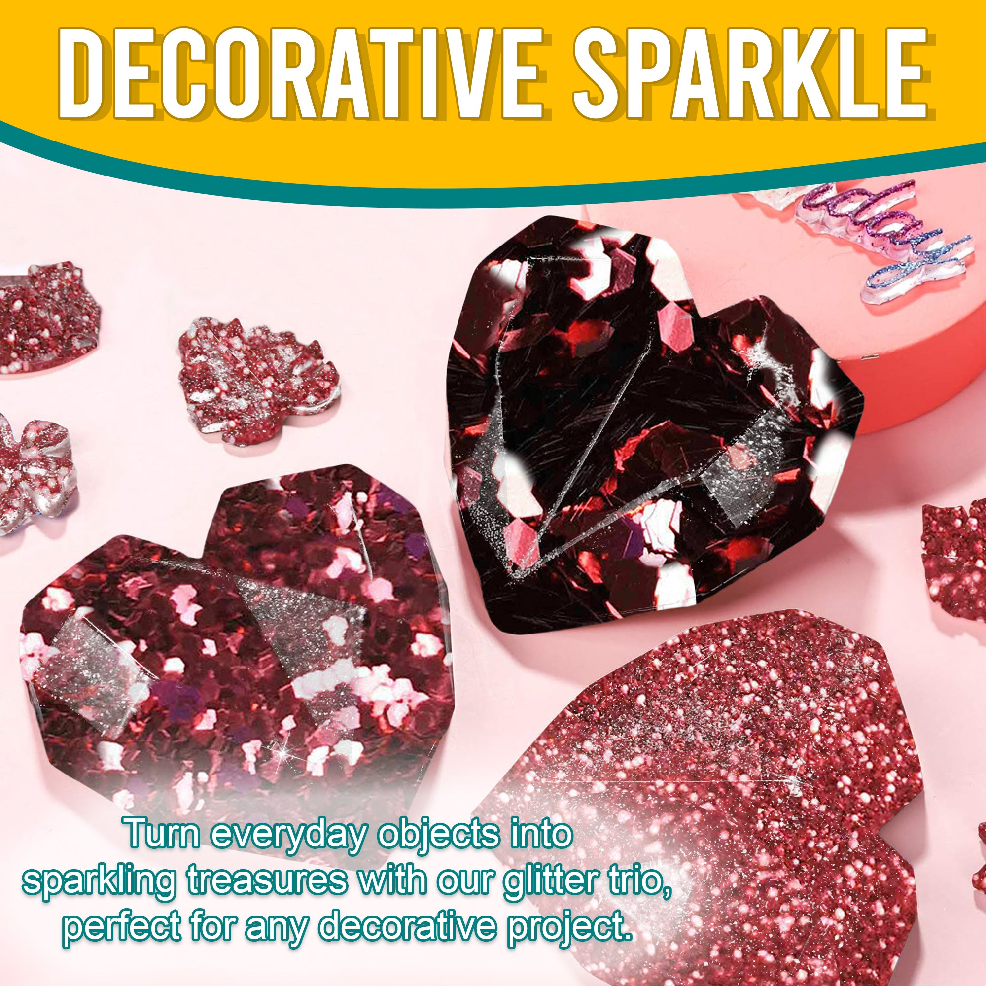 5.	Decorative Ideas with Metallic Hibiscus Red Glitter Trio - Transforming Objects into Sparkling Treasures