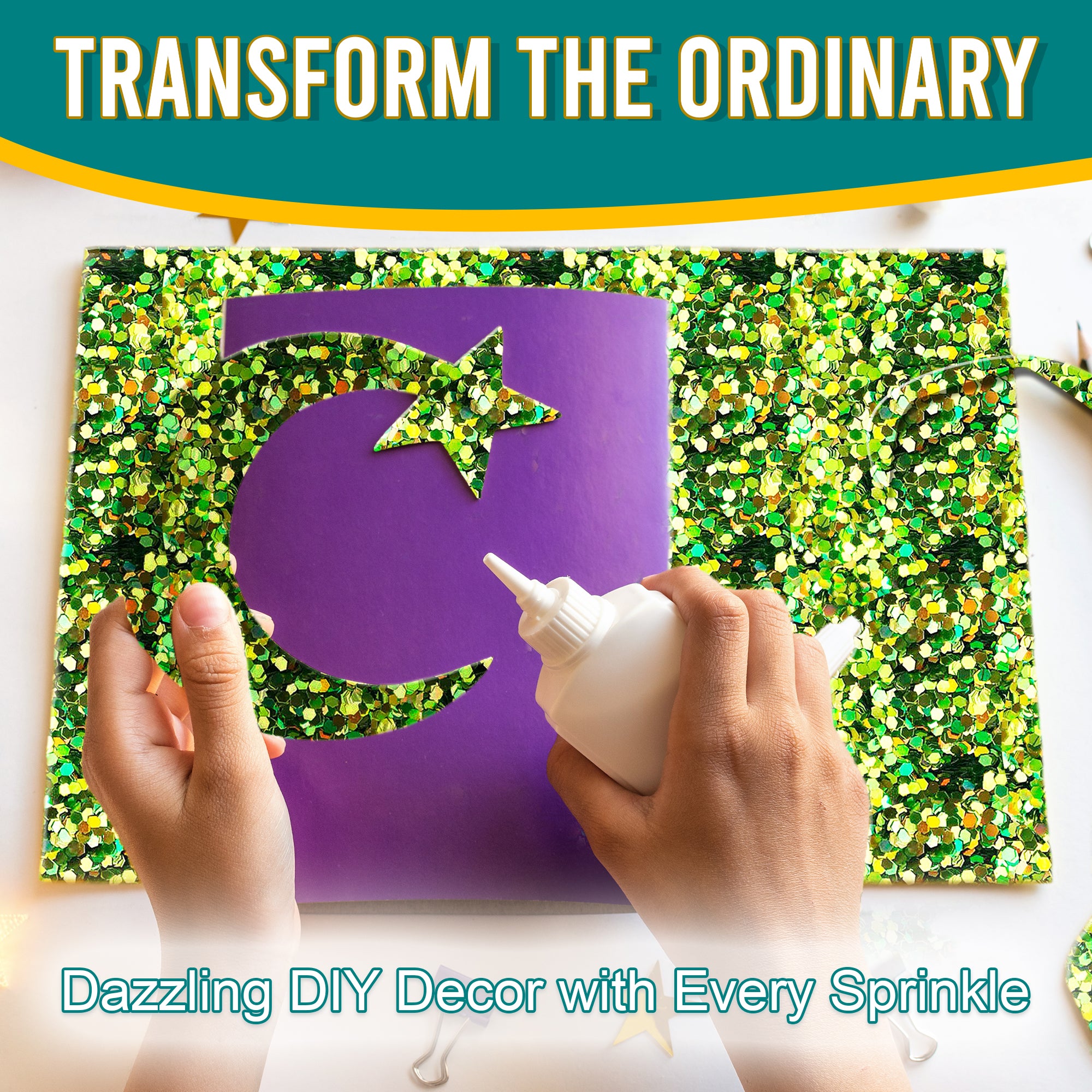 5.	Transform the Ordinary - Dazzling DIY Decor with Light Olive Regular Holographic Glitter