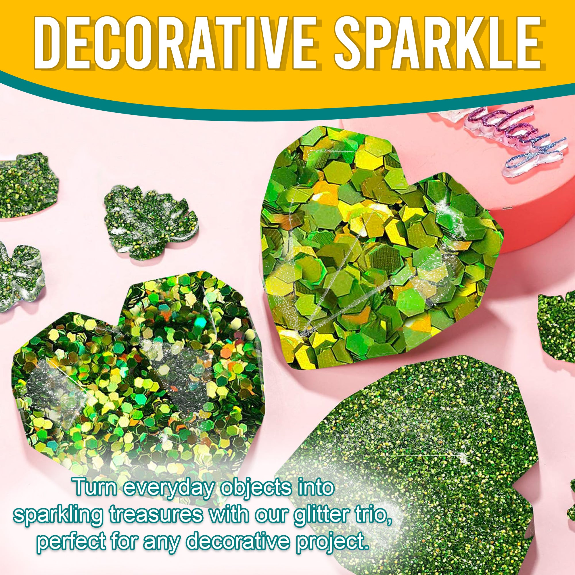 5.	Decorative Ideas - Transform Objects with Fine, Regular, and Chunky Light Olive Holographic Glitters