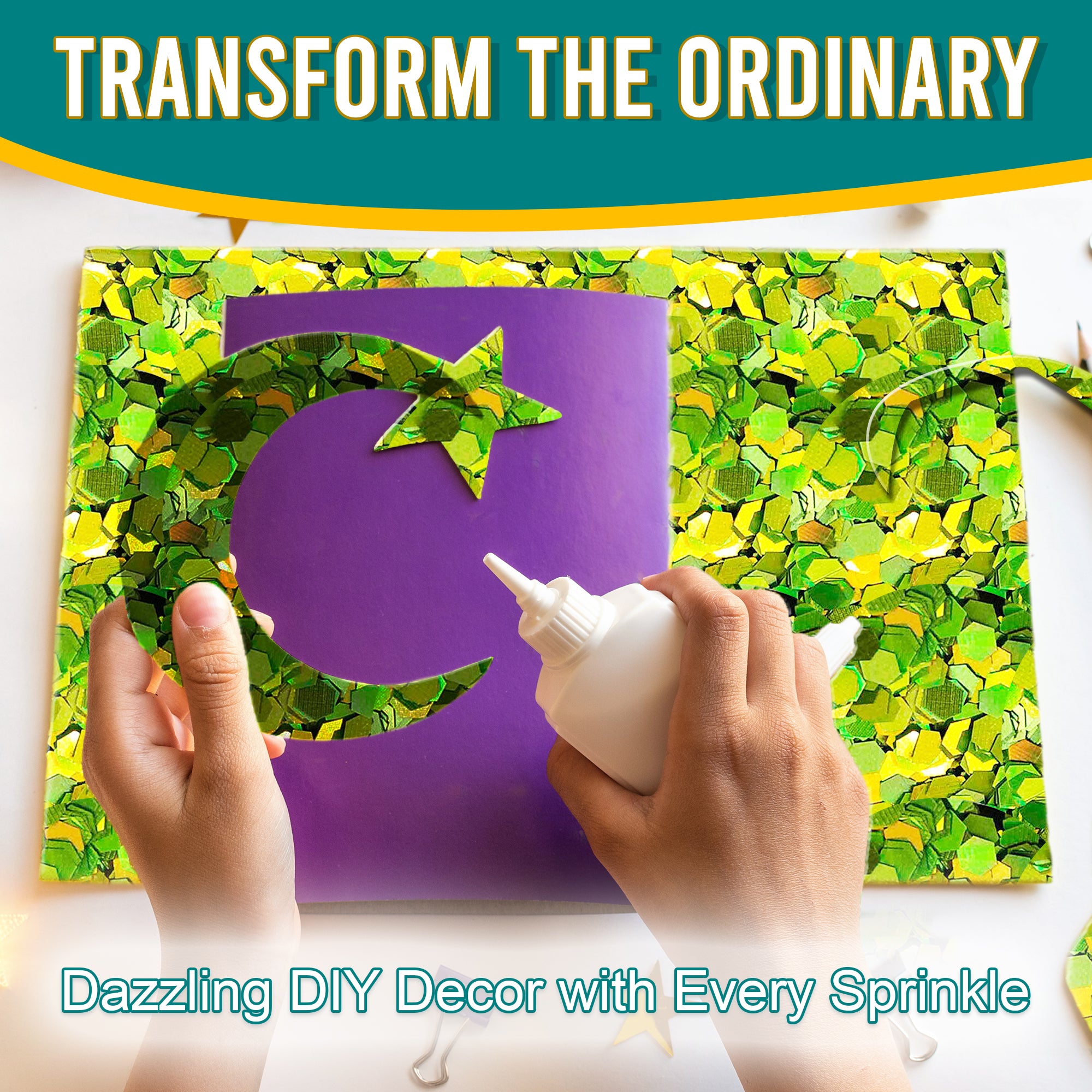 5.	Transform the Ordinary - Dazzling DIY Decor with Light Olive Chunky Holographic Glitter