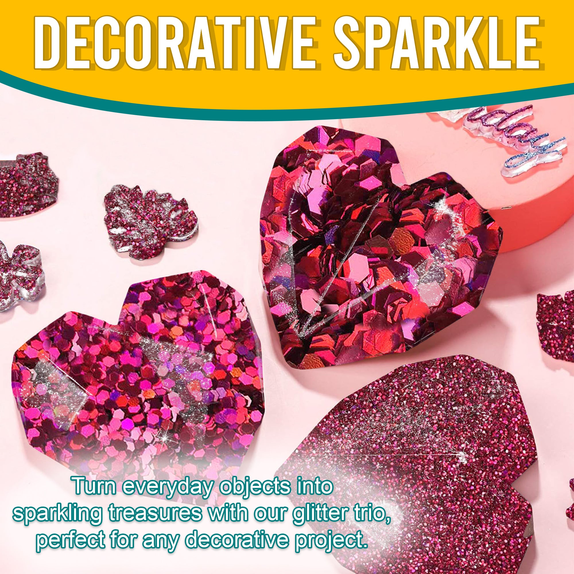 5.	Decorative Ideas - Transform Objects with Fine, Regular, and Chunky Magenta Holographic Glitters